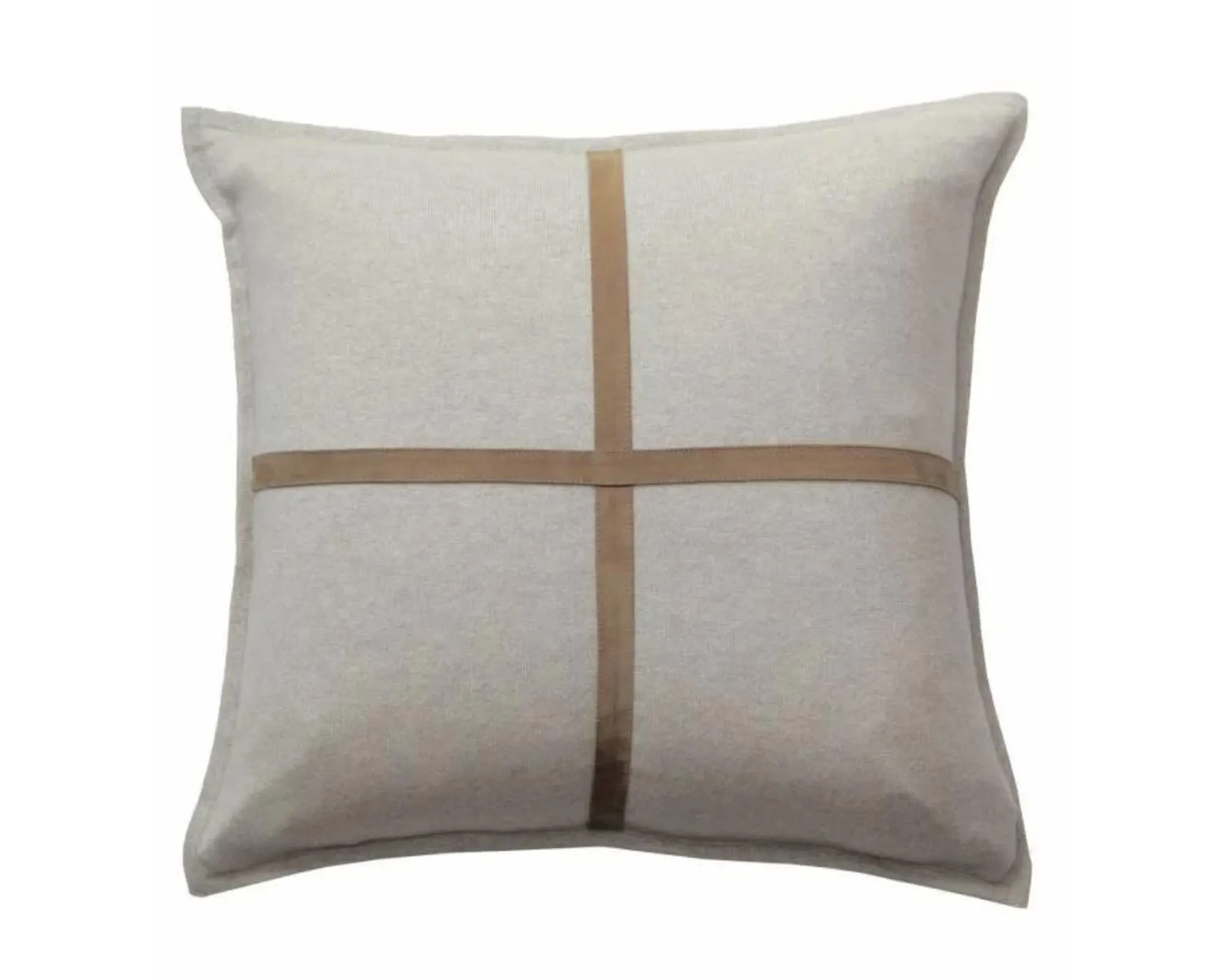 Palermo Cashmere Pillow with Cross Suede - Pearl