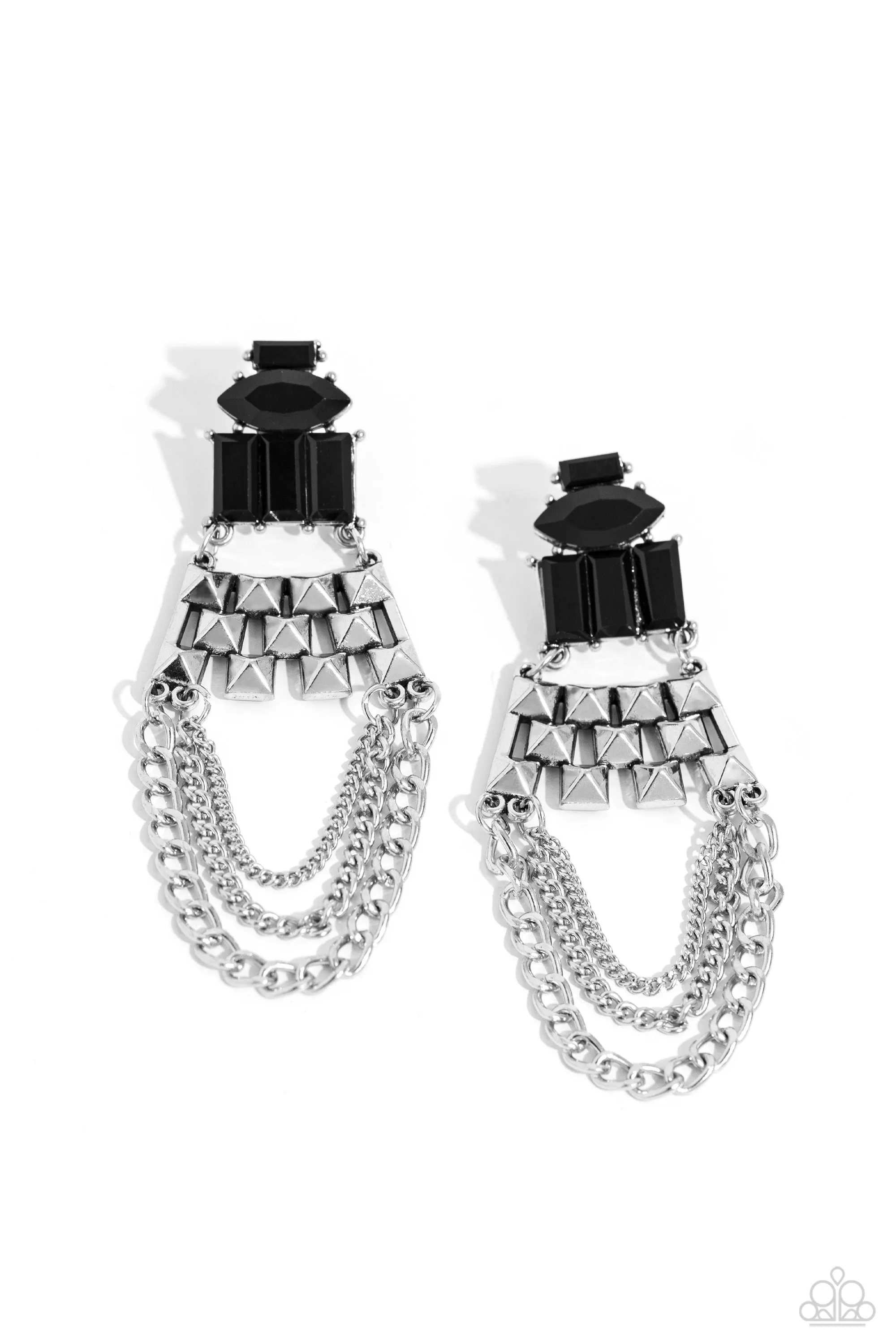 Paparazzi Dangling Art Deco Earrings Black