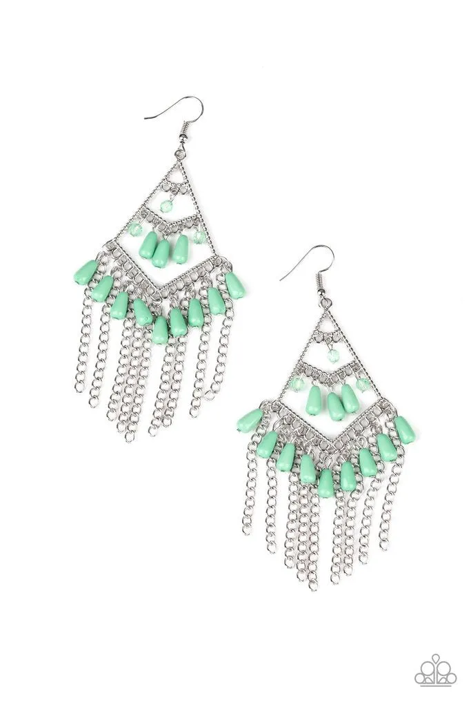 Paparazzi - Trending Transcendence  -Green Earrings