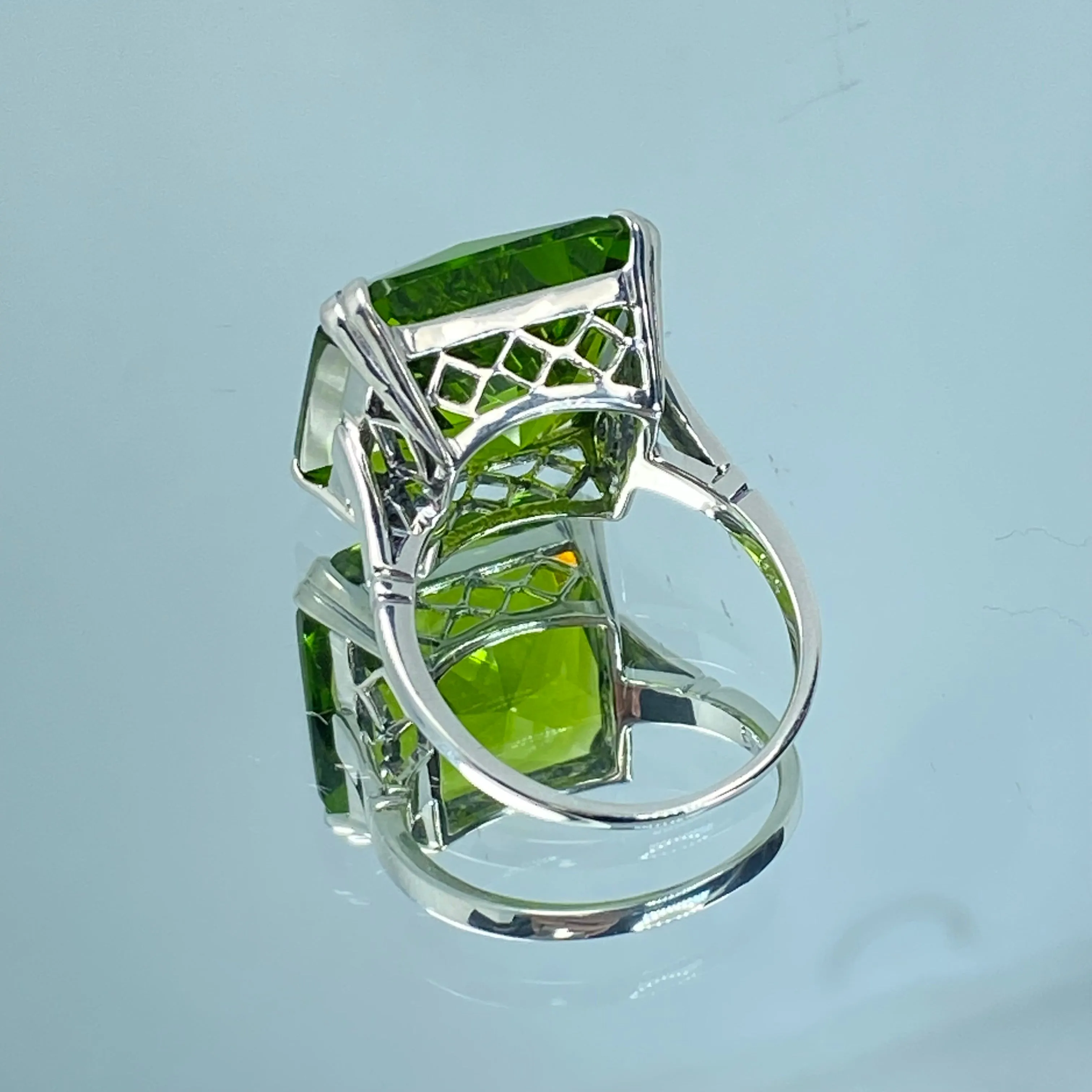 Peridot Ring, Size 5.5, 20ct Big Huge Square Gem, Vintage Jewelry #D1 - Ready to Ship