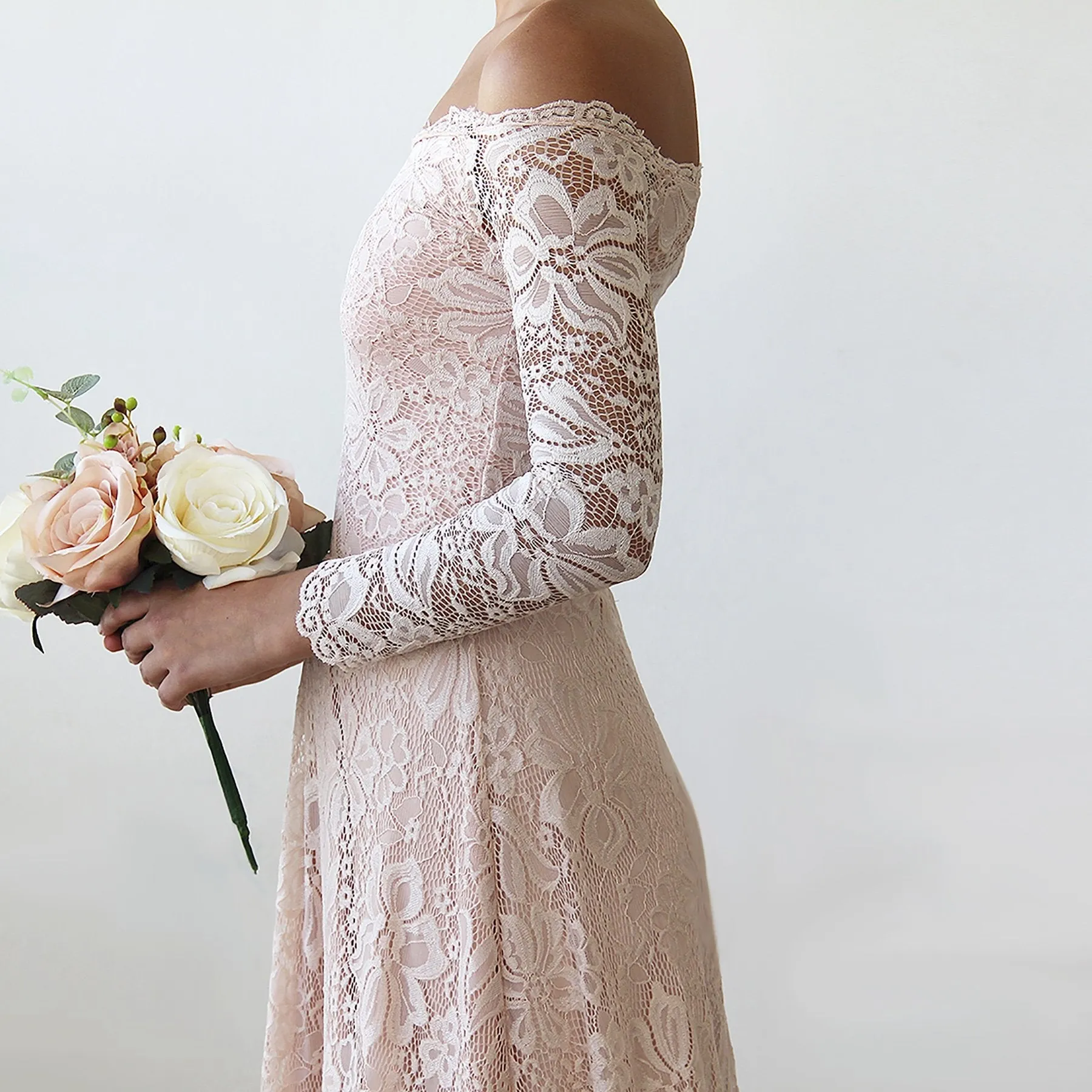 Pink Off-The-Shoulder Dress  #1148