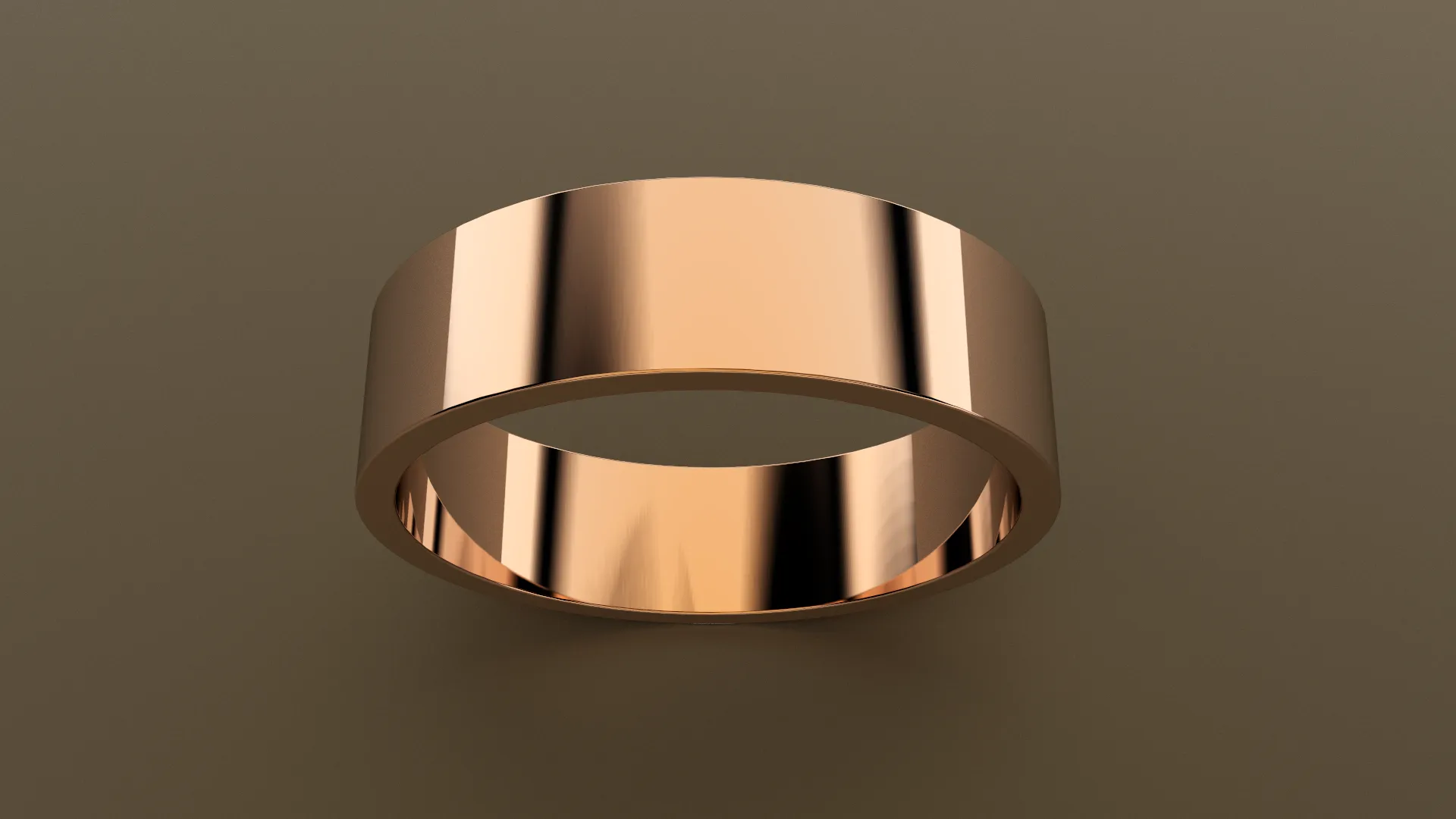 Polished Rose Gold 6mm Flat Wedding Band