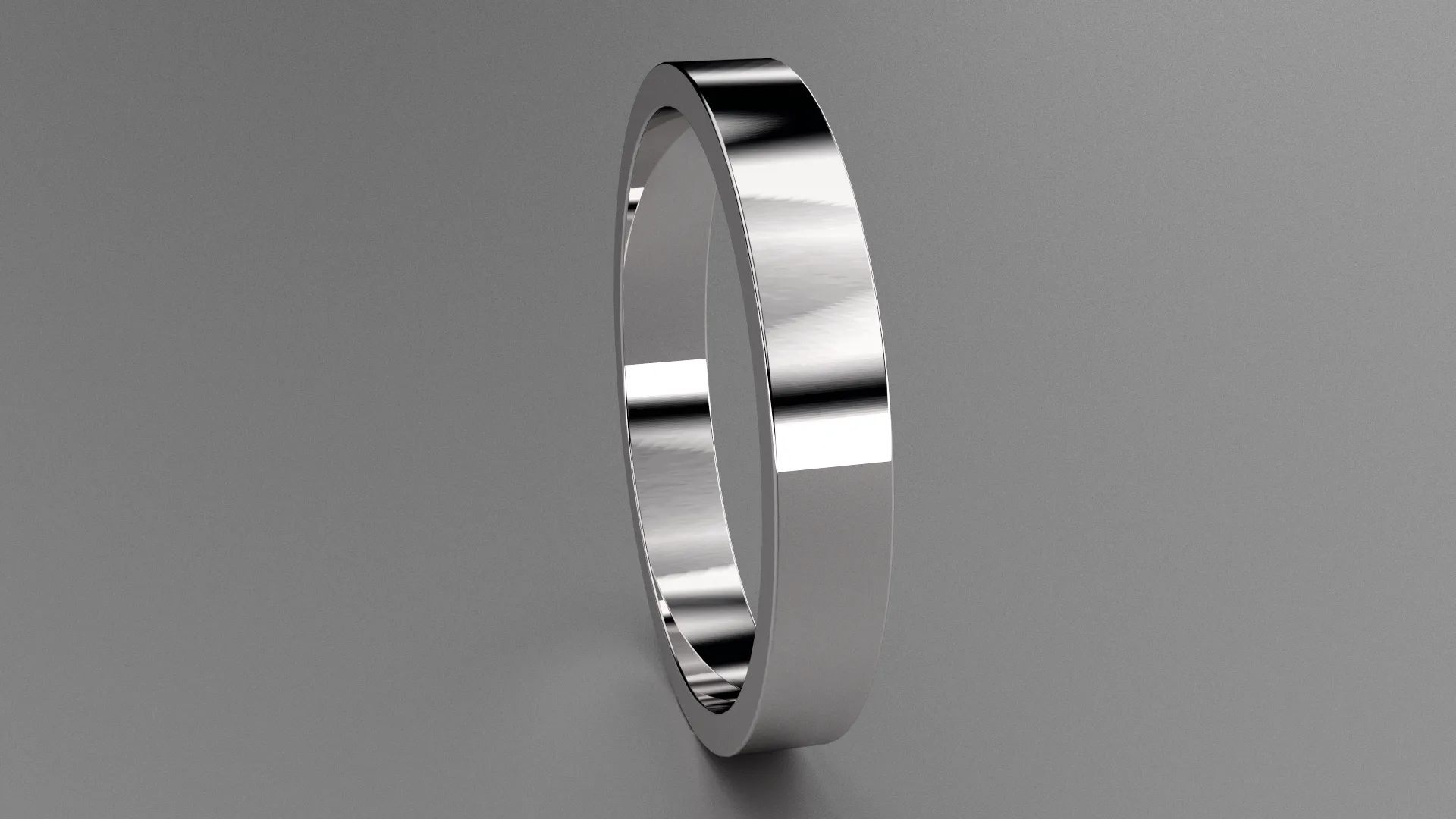 Polished Sterling Silver 3mm Flat Wedding Band
