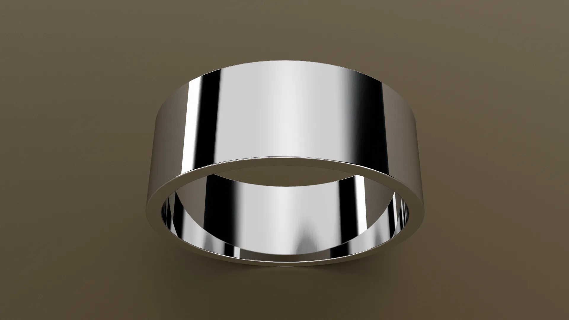 Polished White Gold 8mm Flat Wedding Band