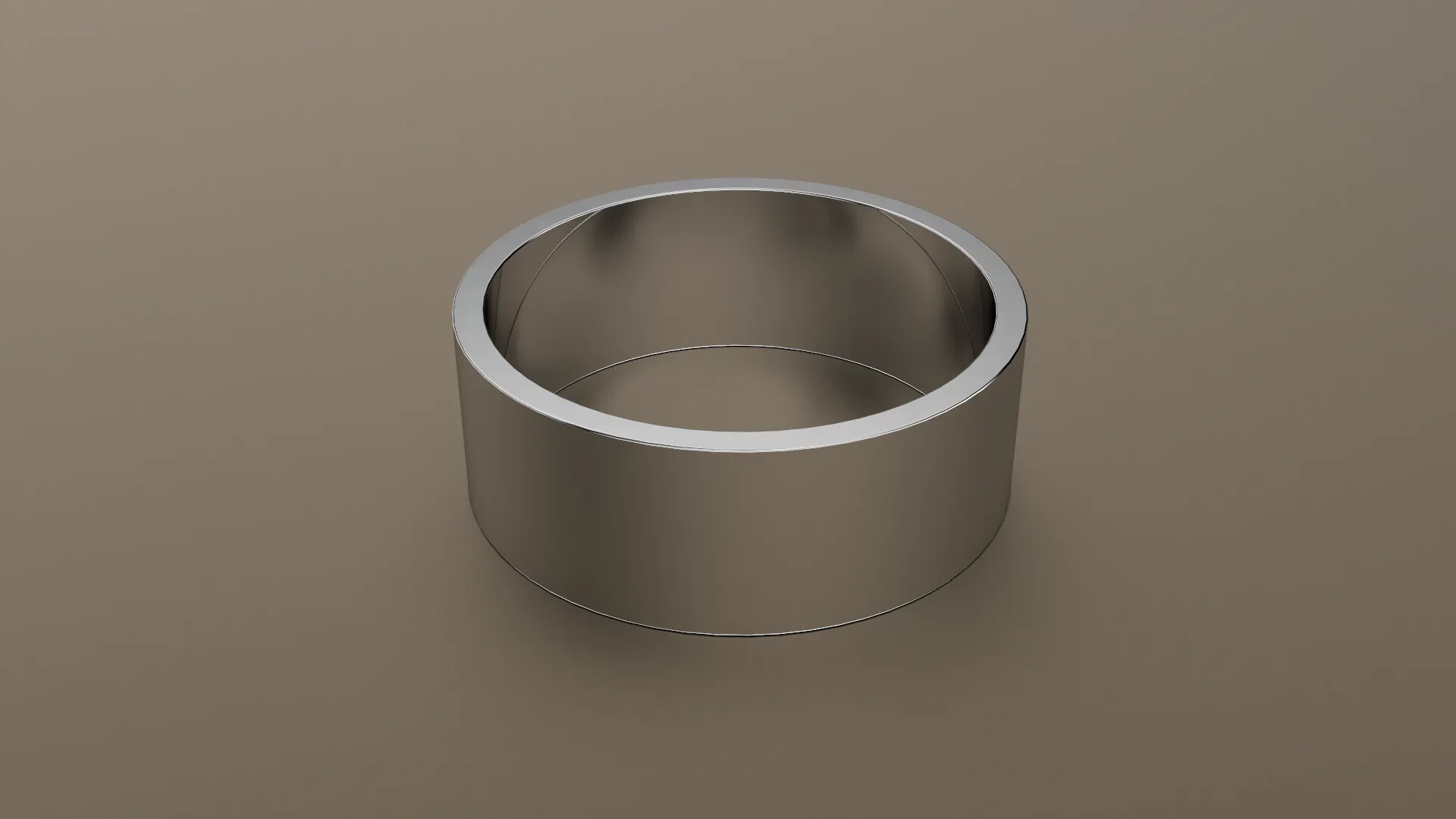 Polished White Gold 8mm Flat Wedding Band