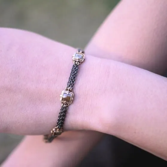 Raw Beauty Square Diamond Gold Bracelet