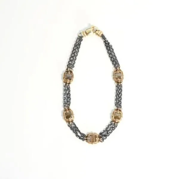 Raw Beauty Square Diamond Gold Bracelet