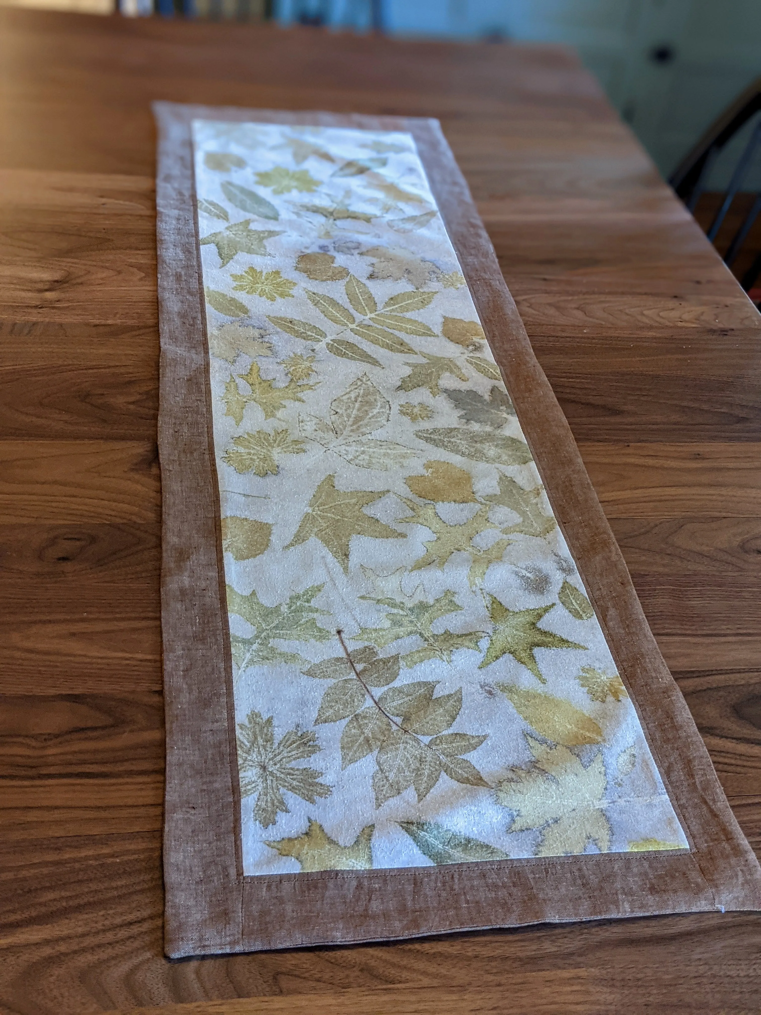 Raw Silk & Pure Linen Botanically Printed Table Runner