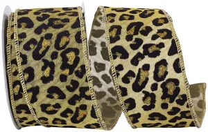 Reliant 2.5" Cheetah Spots Deluxe Tissue Silk Mesh: Gold, Black (10 Yards) 94061W-680-40F