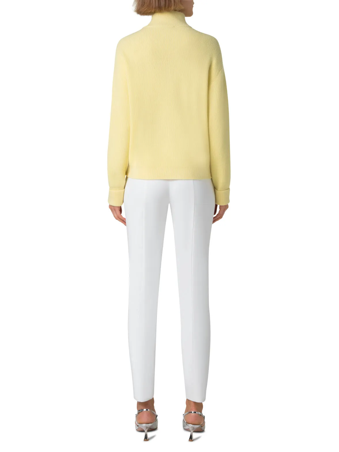 Ribbed Zip Cardigan in Cashmere Knit