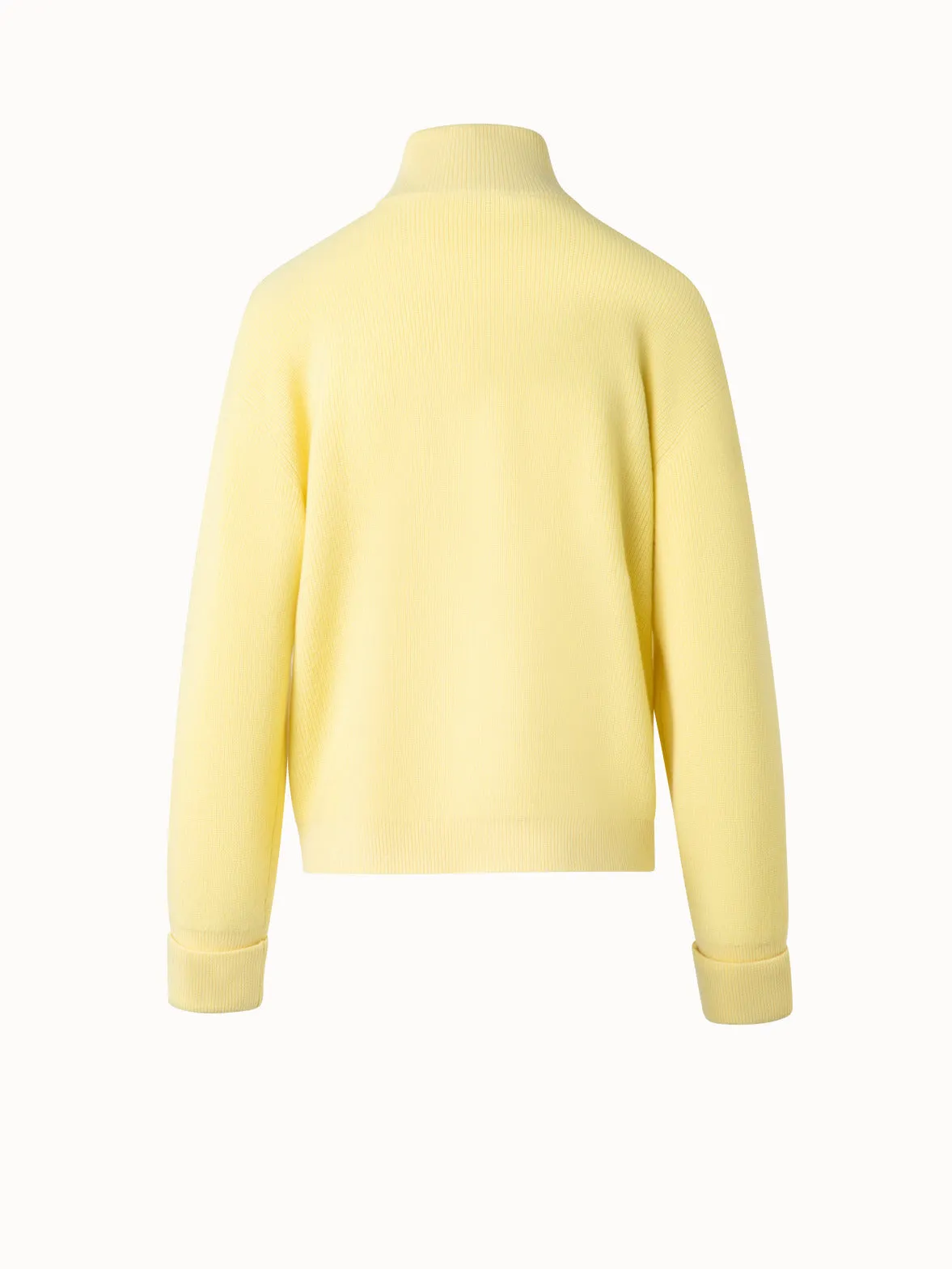 Ribbed Zip Cardigan in Cashmere Knit