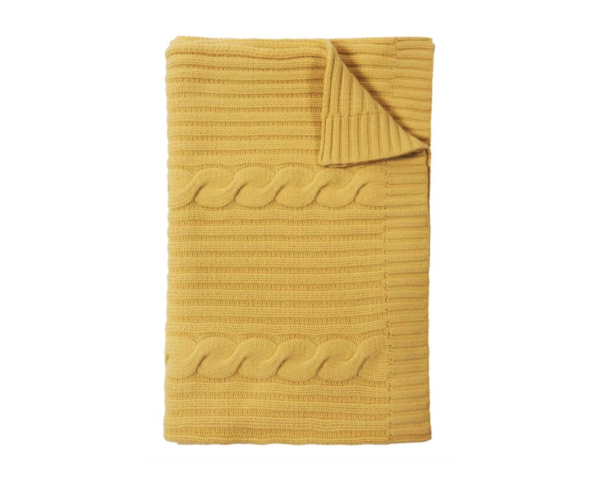 Roma Cable Knit Cashmere Throw - Sun