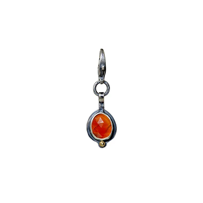 Rose Cut Carnelian Charm - Sterling Silver   18k Gold