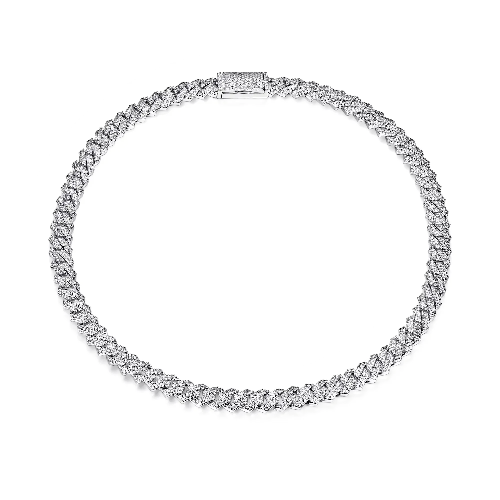Round Cut Prong Cuban Link Chain - 10mm