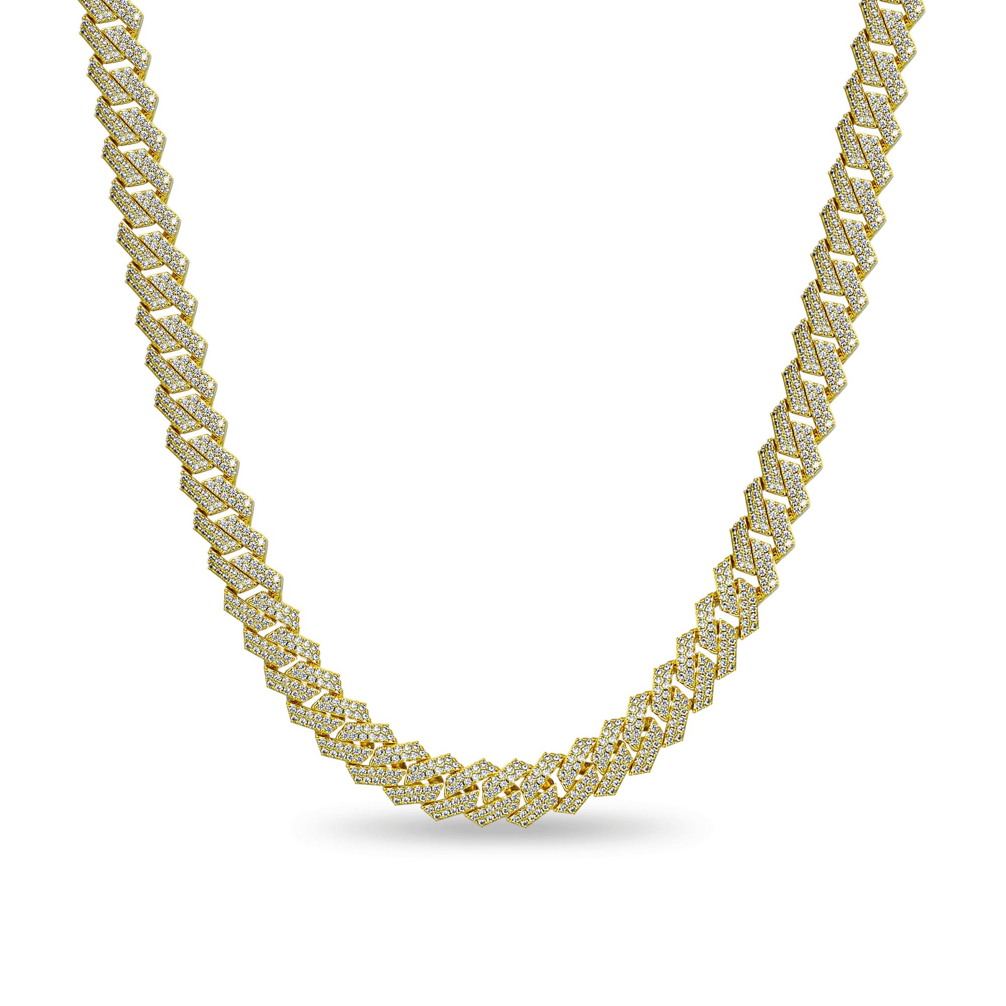 Round Cut Prong Cuban Link Chain - 10mm