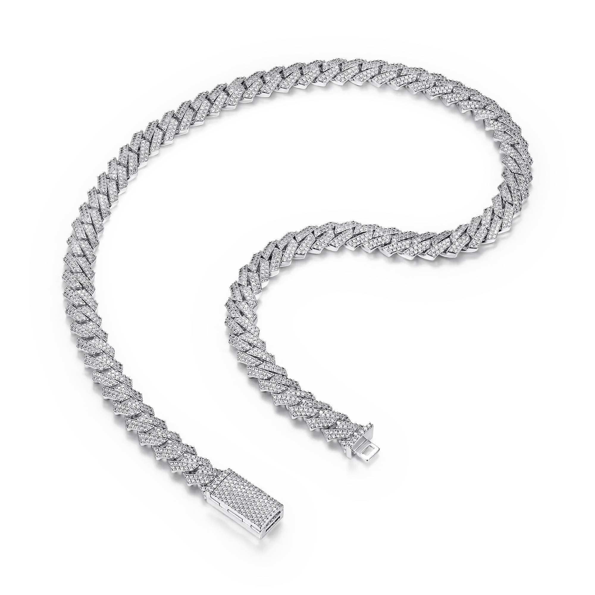 Round Cut Prong Cuban Link Chain - 10mm