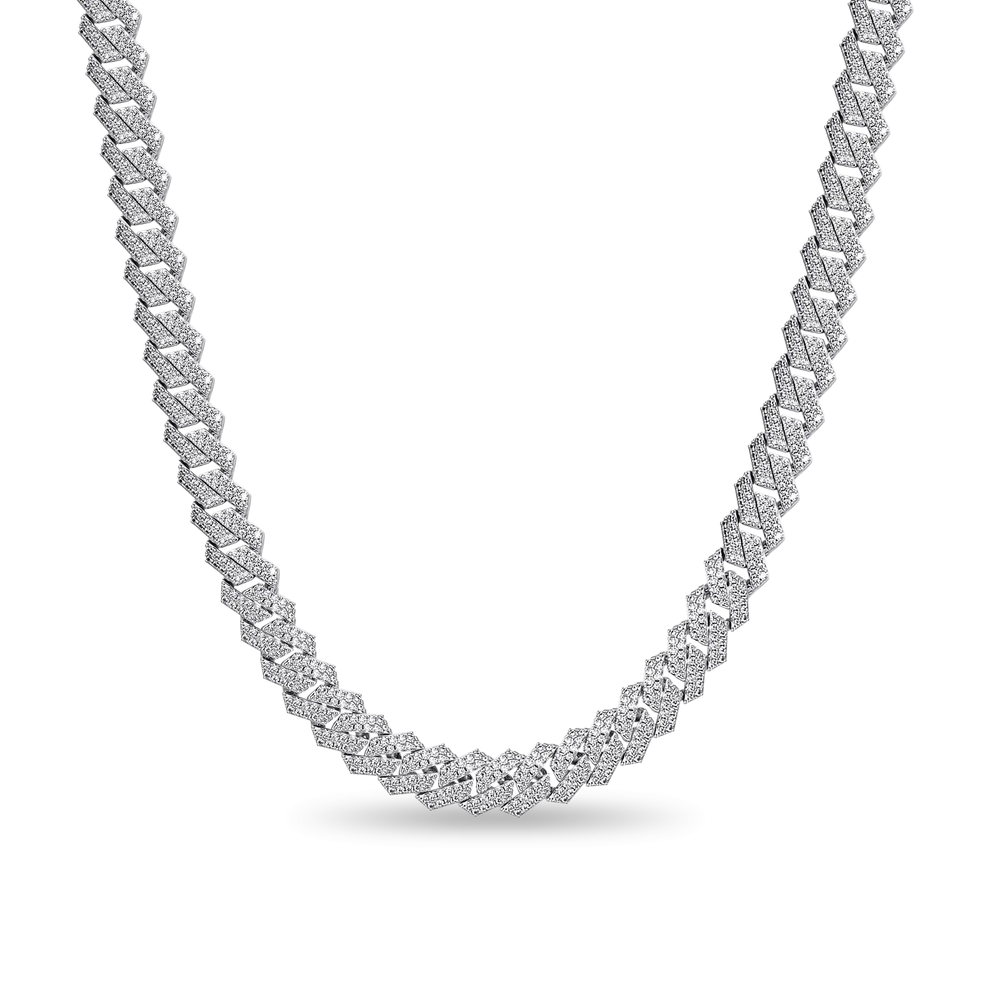 Round Cut Prong Cuban Link Chain - 10mm
