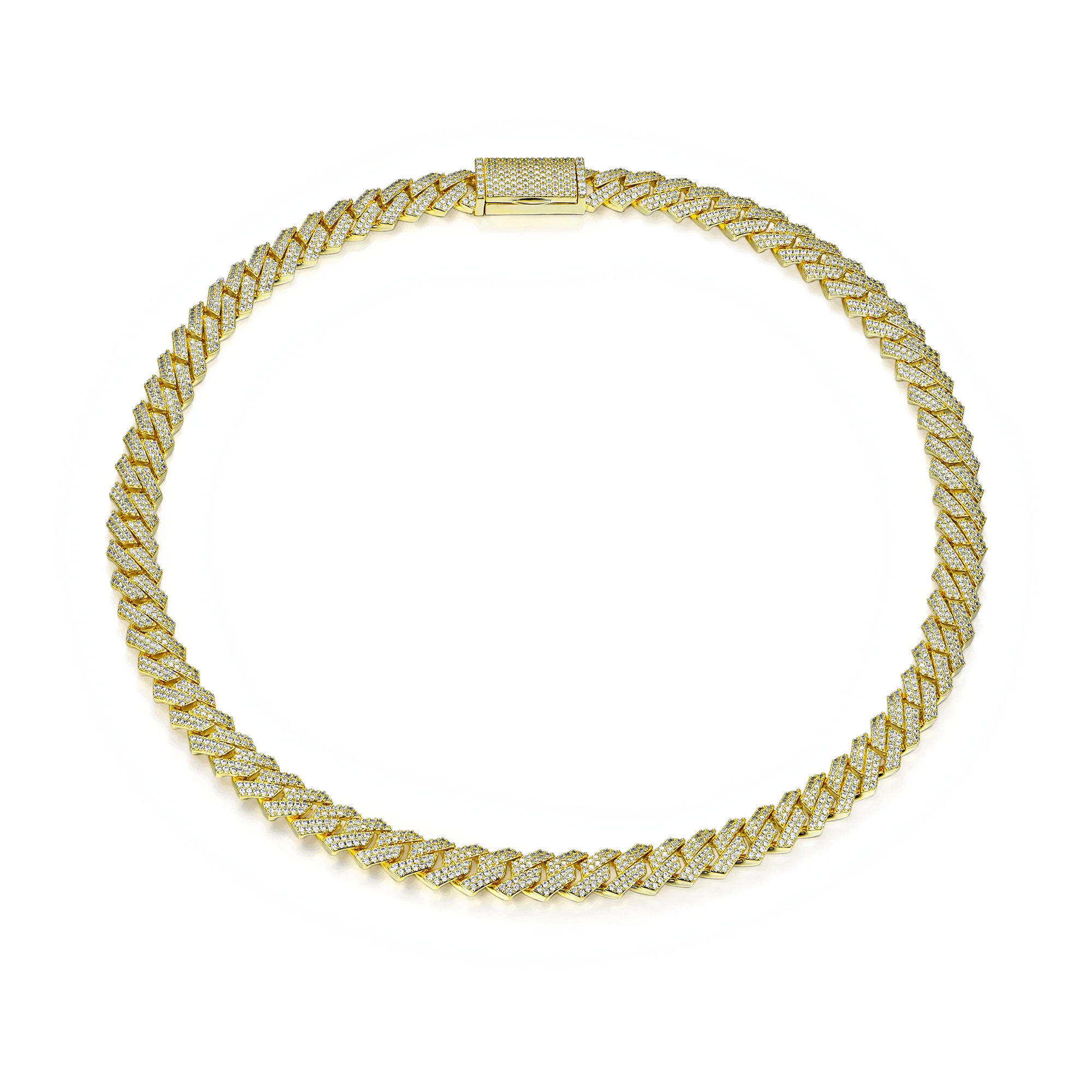 Round Cut Prong Cuban Link Chain - 10mm