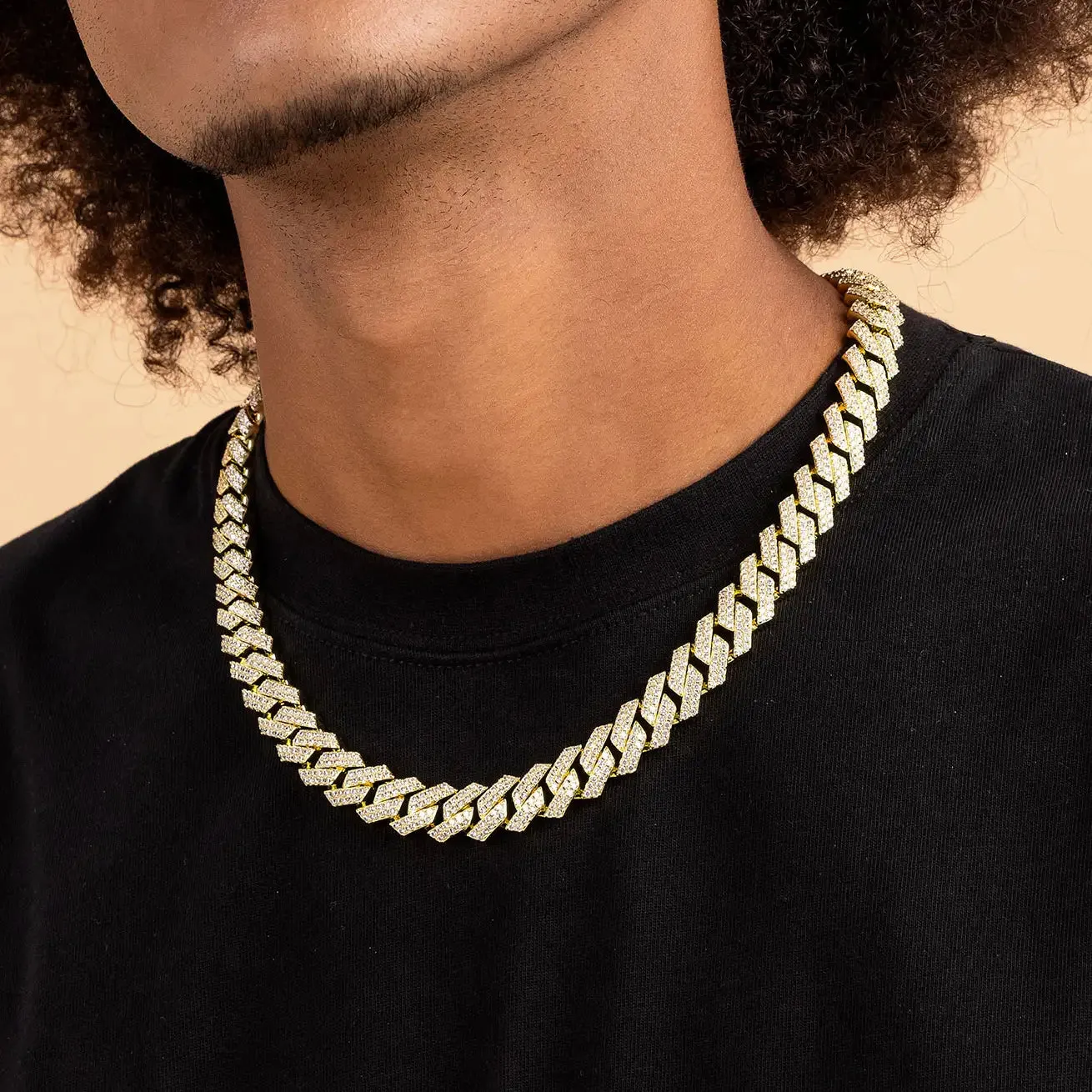Round Cut Prong Cuban Link Chain - 12mm