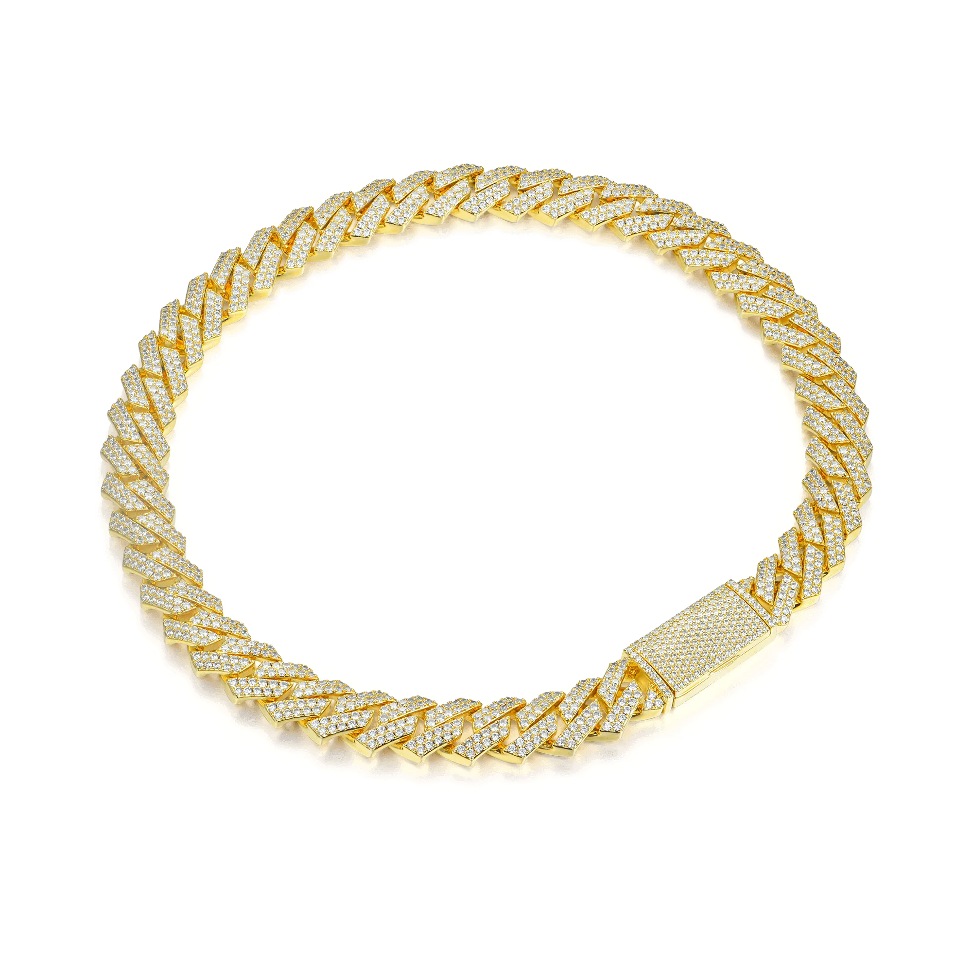 Round Cut Prong Cuban Link Chain - 12mm