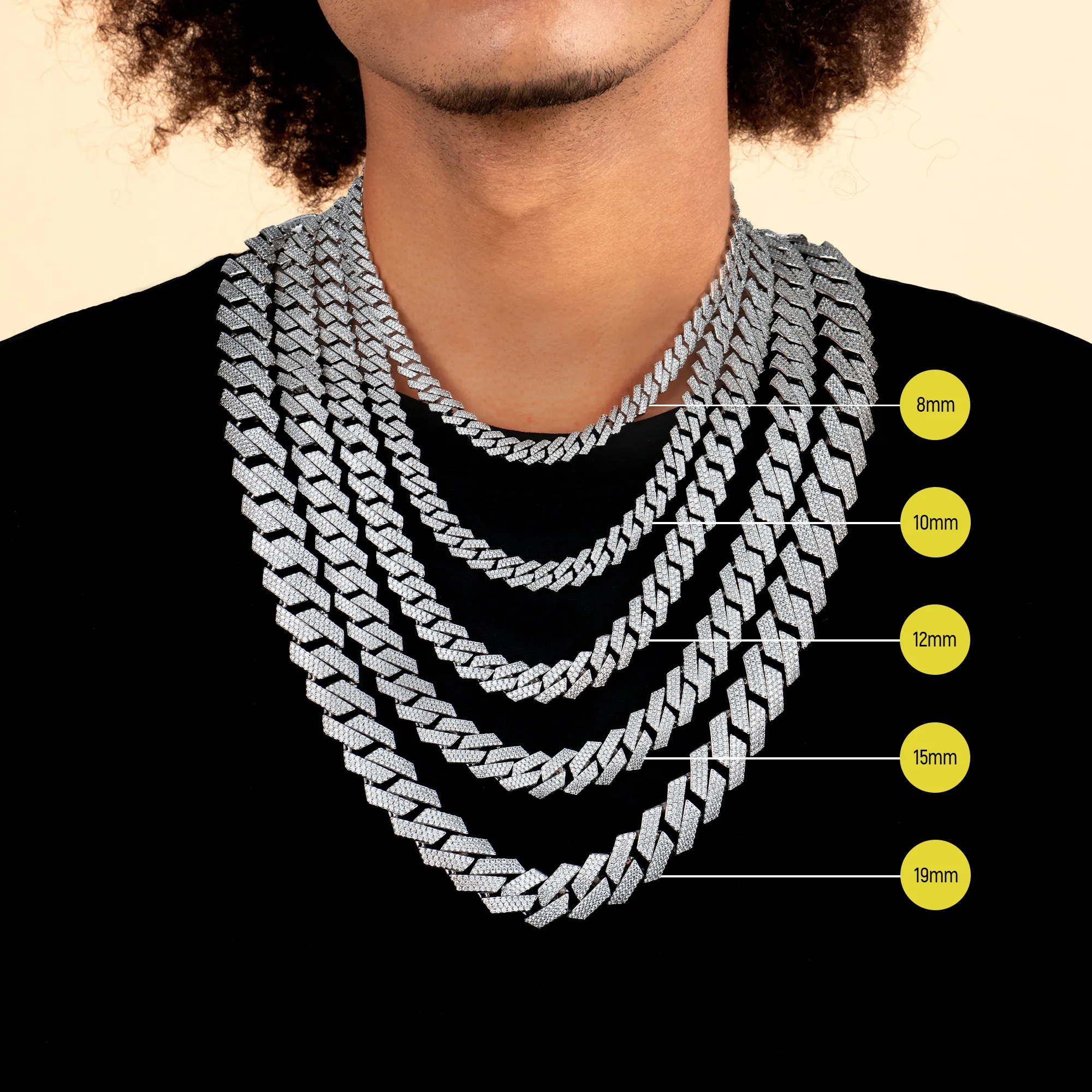 Round Cut Prong Cuban Link Chain - 12mm