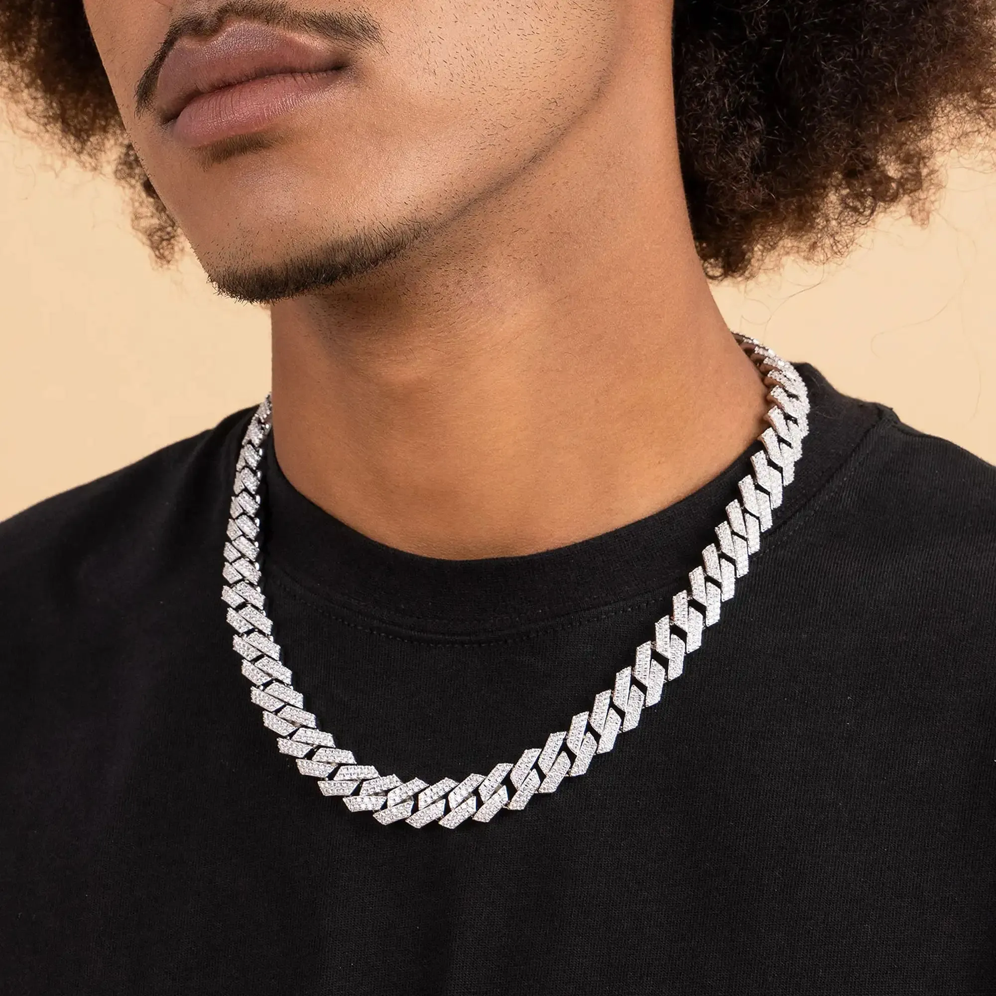 Round Cut Prong Cuban Link Chain - 12mm