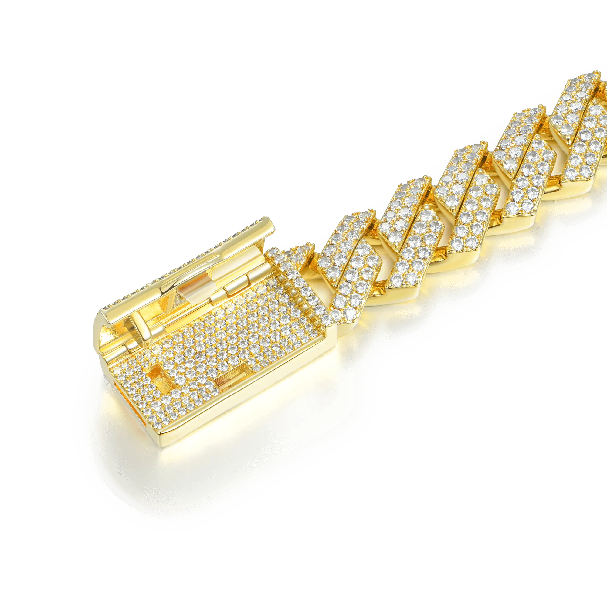 Round Cut Prong Cuban Link Chain - 12mm