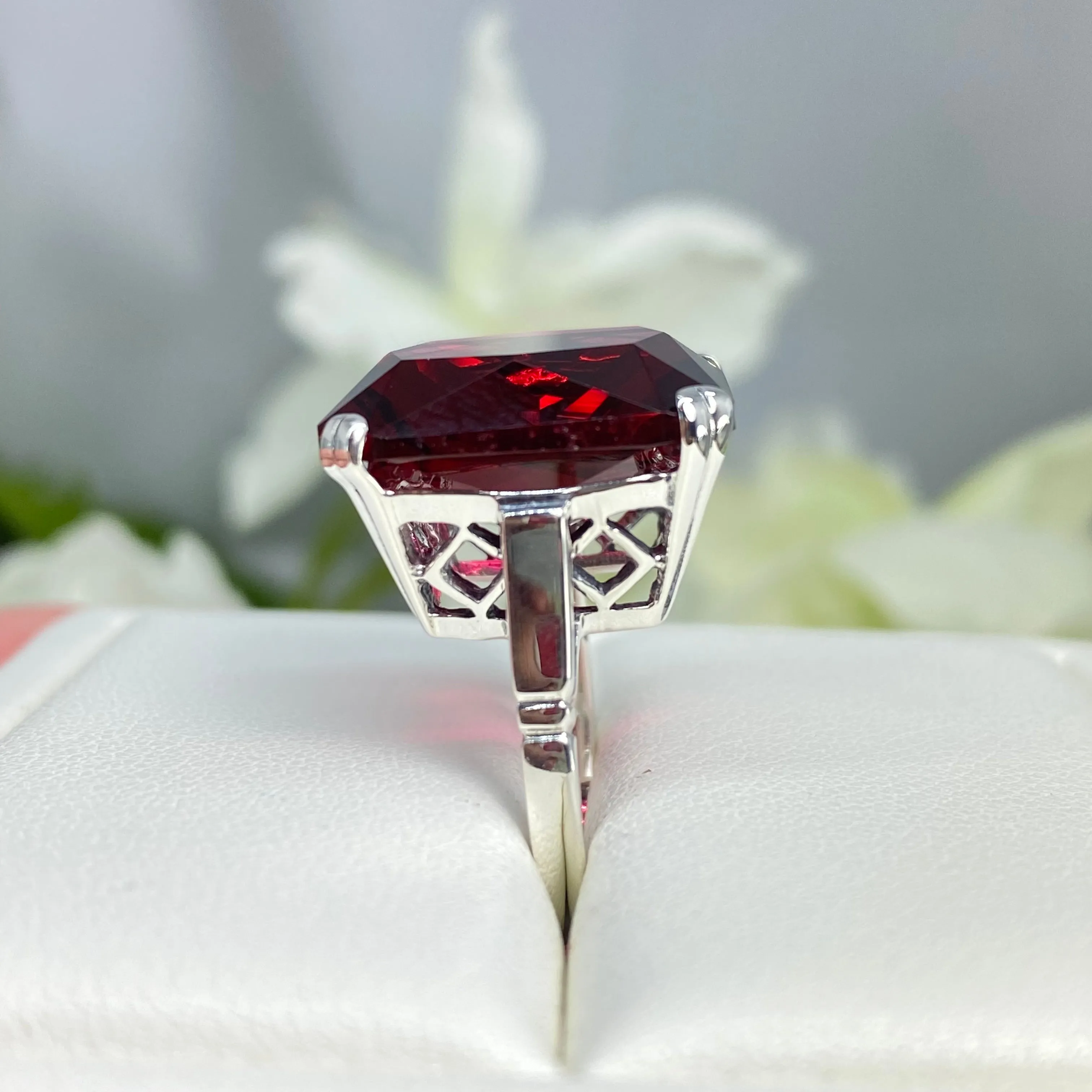 Ruby Ring, 20ct Big Huge Square Gem, Vintage Jewelry #D1