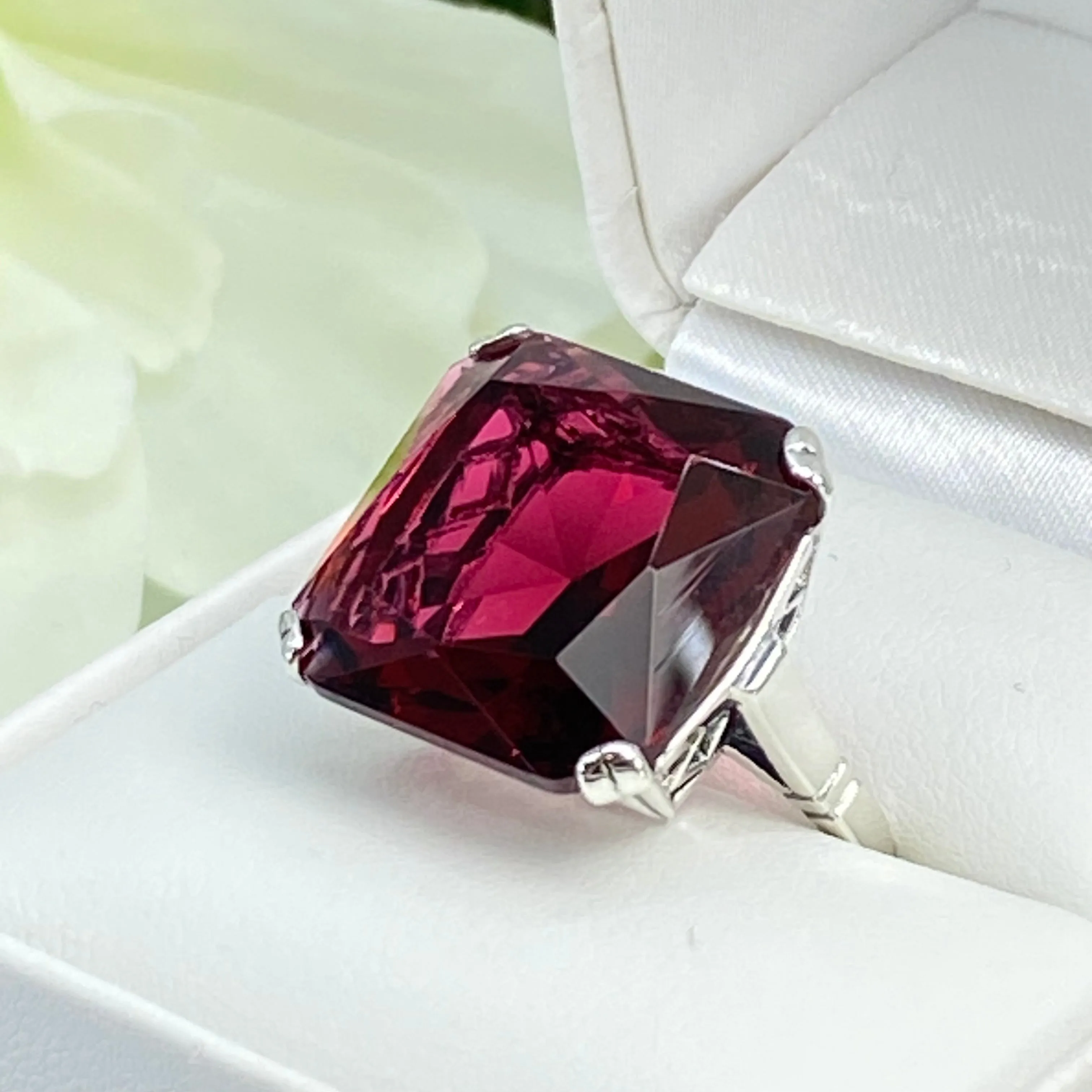 Ruby Ring, 20ct Big Huge Square Gem, Vintage Jewelry #D1