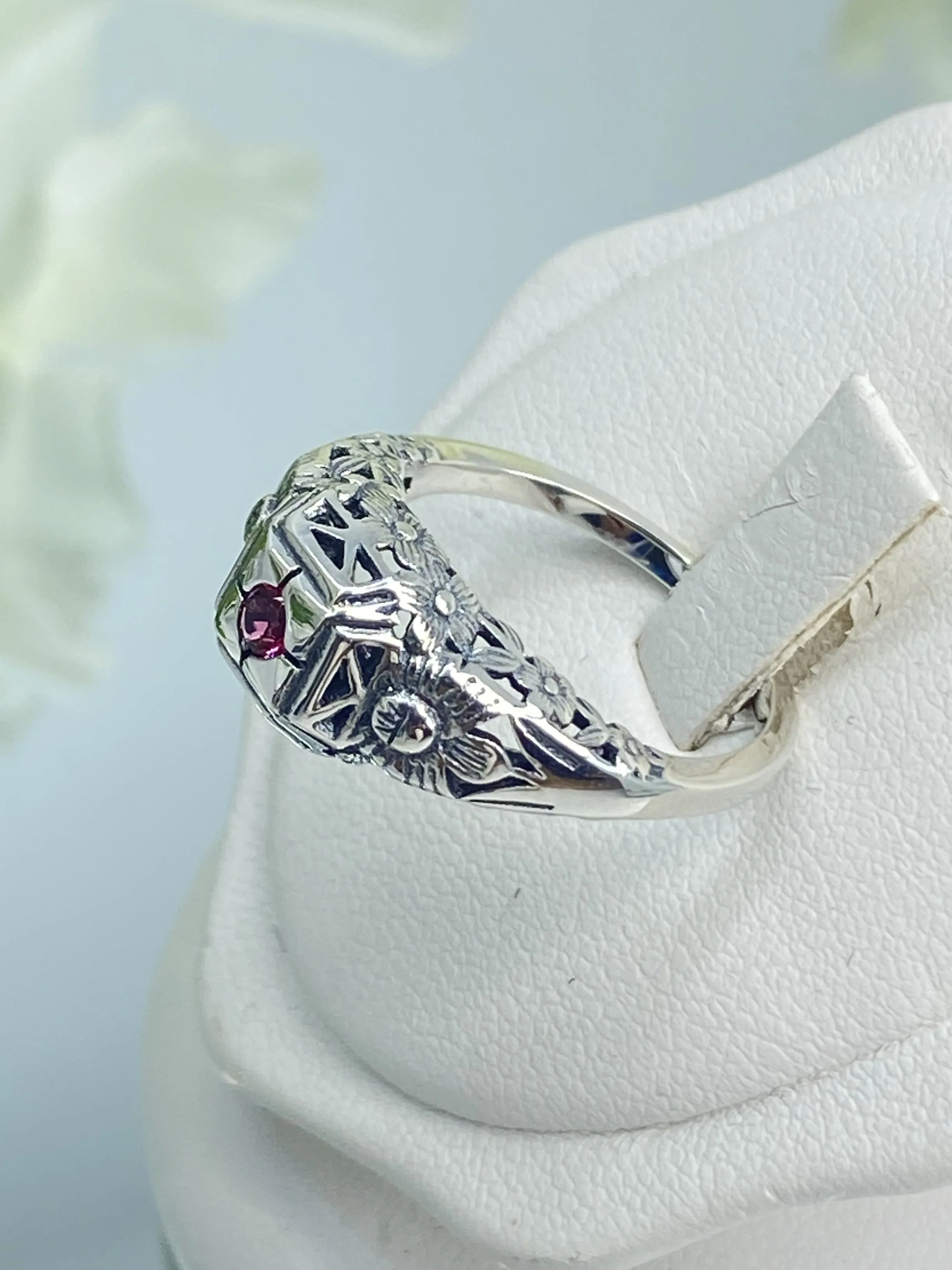 Ruby Ring, Art Deco Garden Wedding Ring #D157