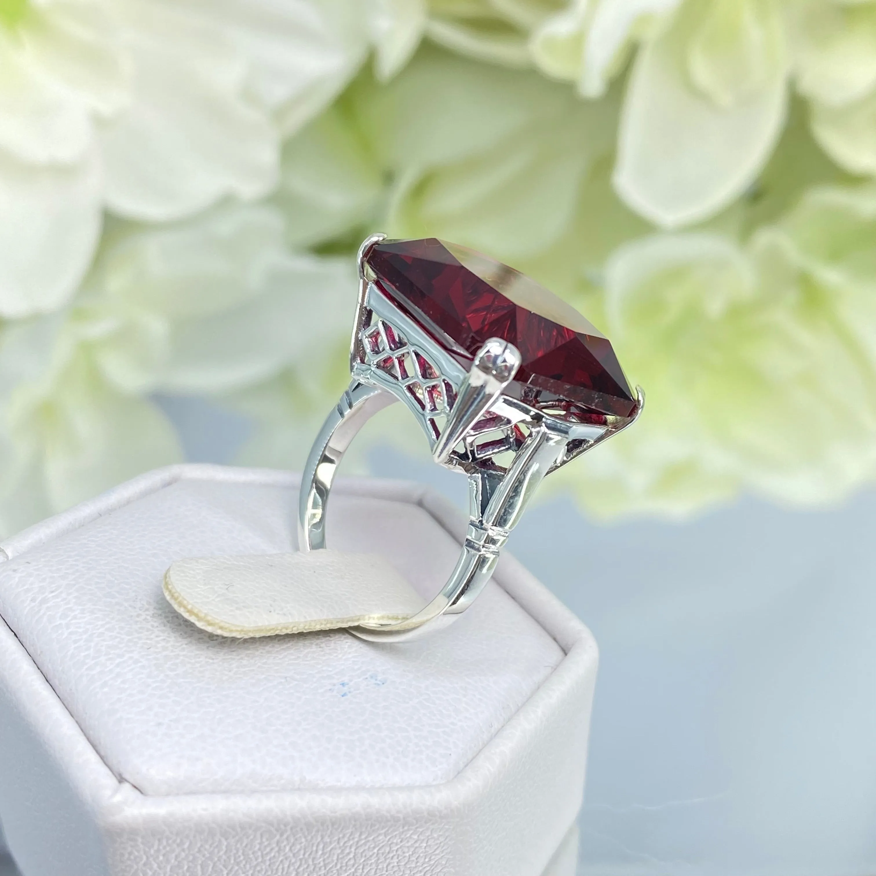 Ruby Ring, Size 6.5, 20ct Big Huge Square Gem, Vintage Jewelry #D1 - Ready to Ship