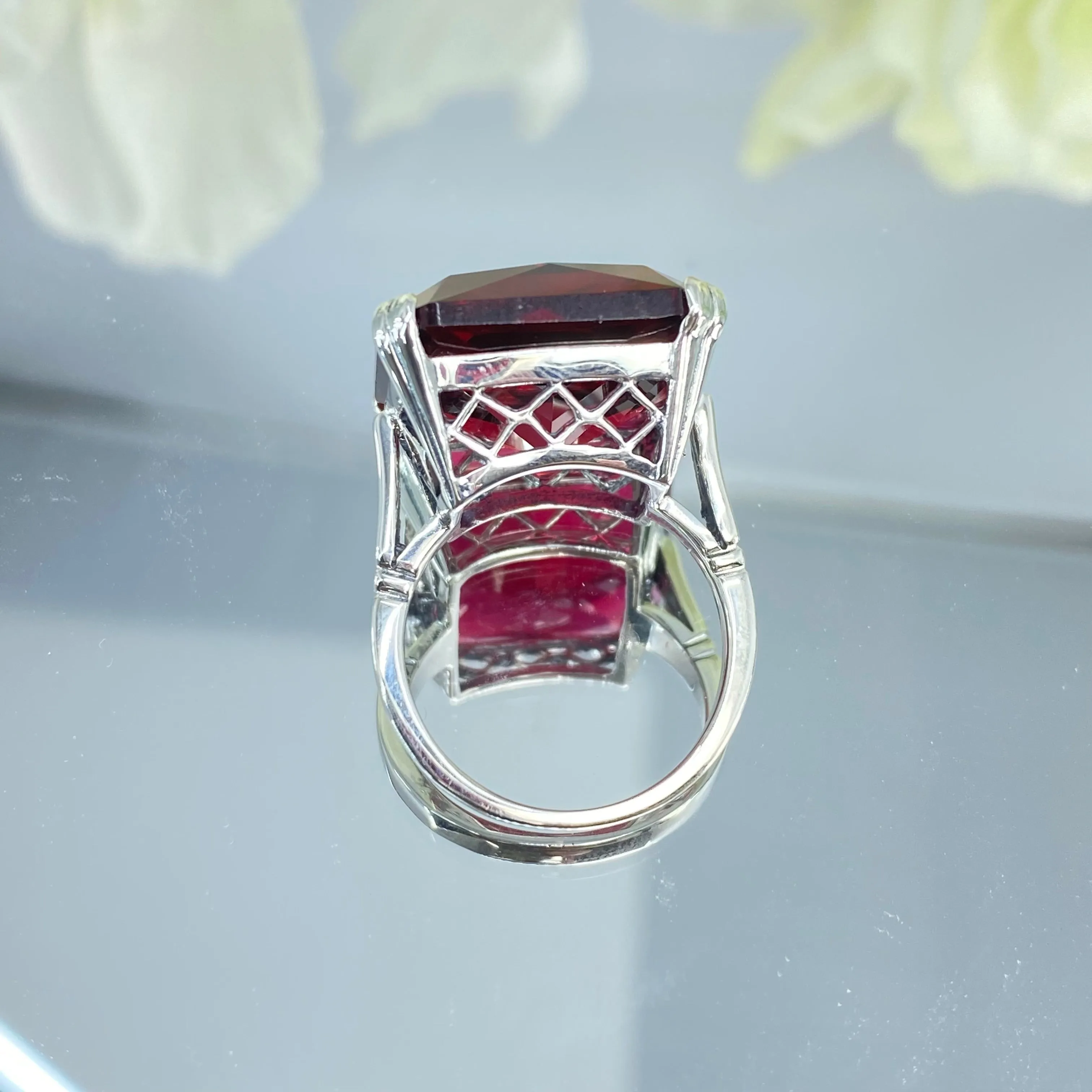 Ruby Ring, Size 6.5, 20ct Big Huge Square Gem, Vintage Jewelry #D1 - Ready to Ship