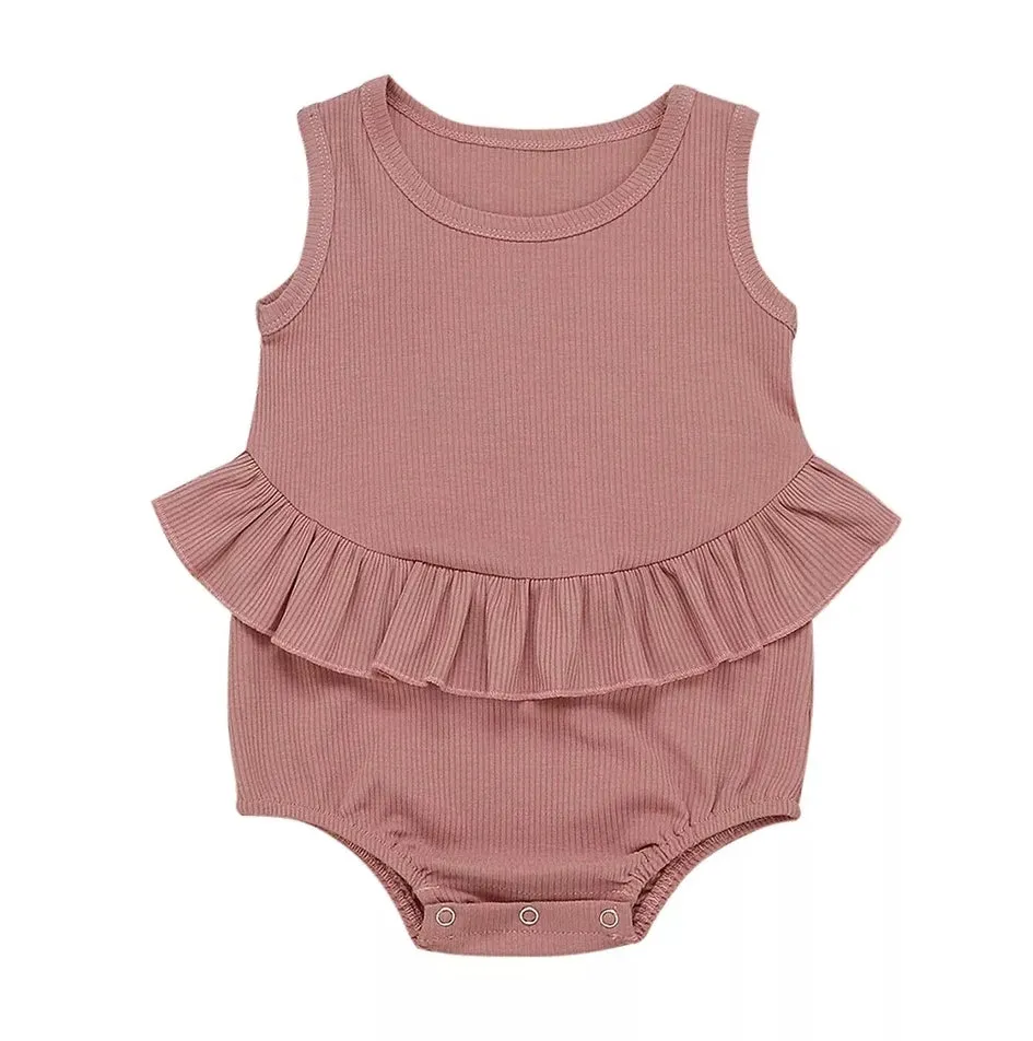 Ruffle Waist Romper Baby Girl | Rustic Pink
