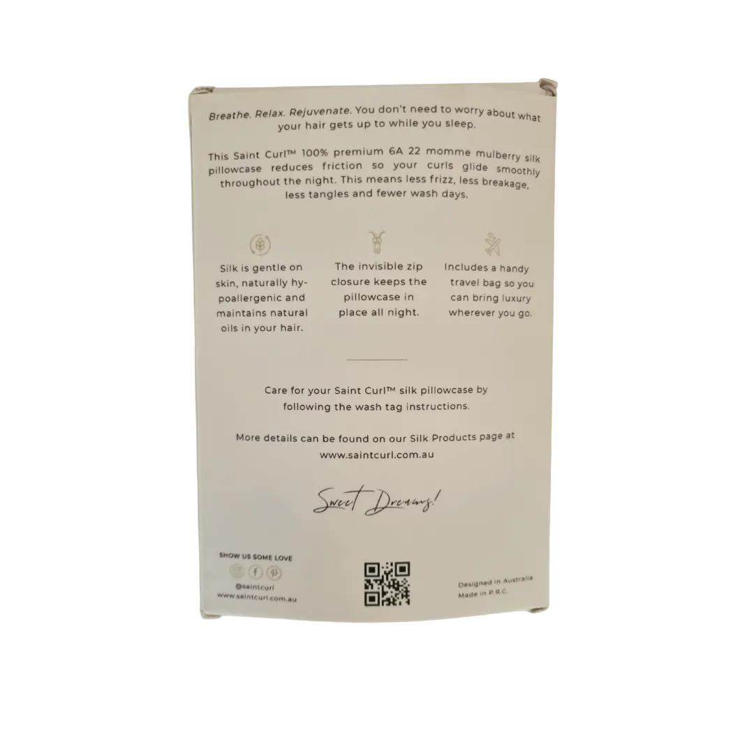Saint Curl Silk Pillowcase - Grey - Queen Size - SECONDS