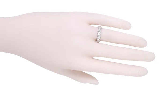 Salem Art Deco Vintage Scrolls Diamond Wedding Ring in Platinum - Size 6.5