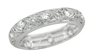 Salem Art Deco Vintage Scrolls Diamond Wedding Ring in Platinum - Size 6.5