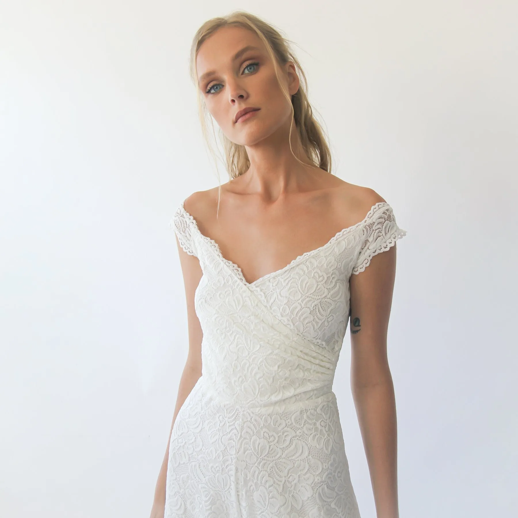 Short sleeves bridal Lace Jumpsuit #1300