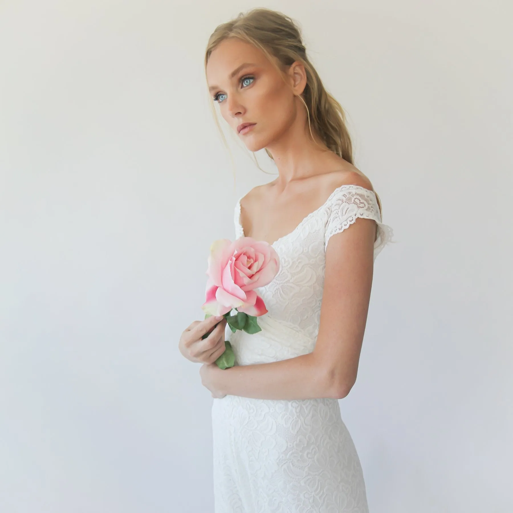 Short sleeves bridal Lace Jumpsuit #1300