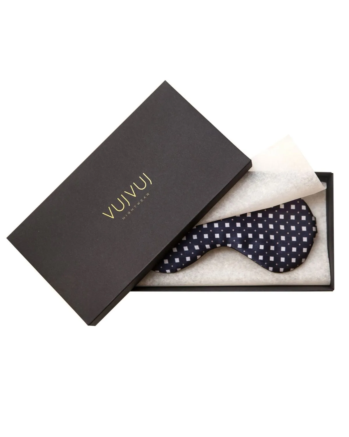 Silk Sleep Mask In Inky Blue Dotted