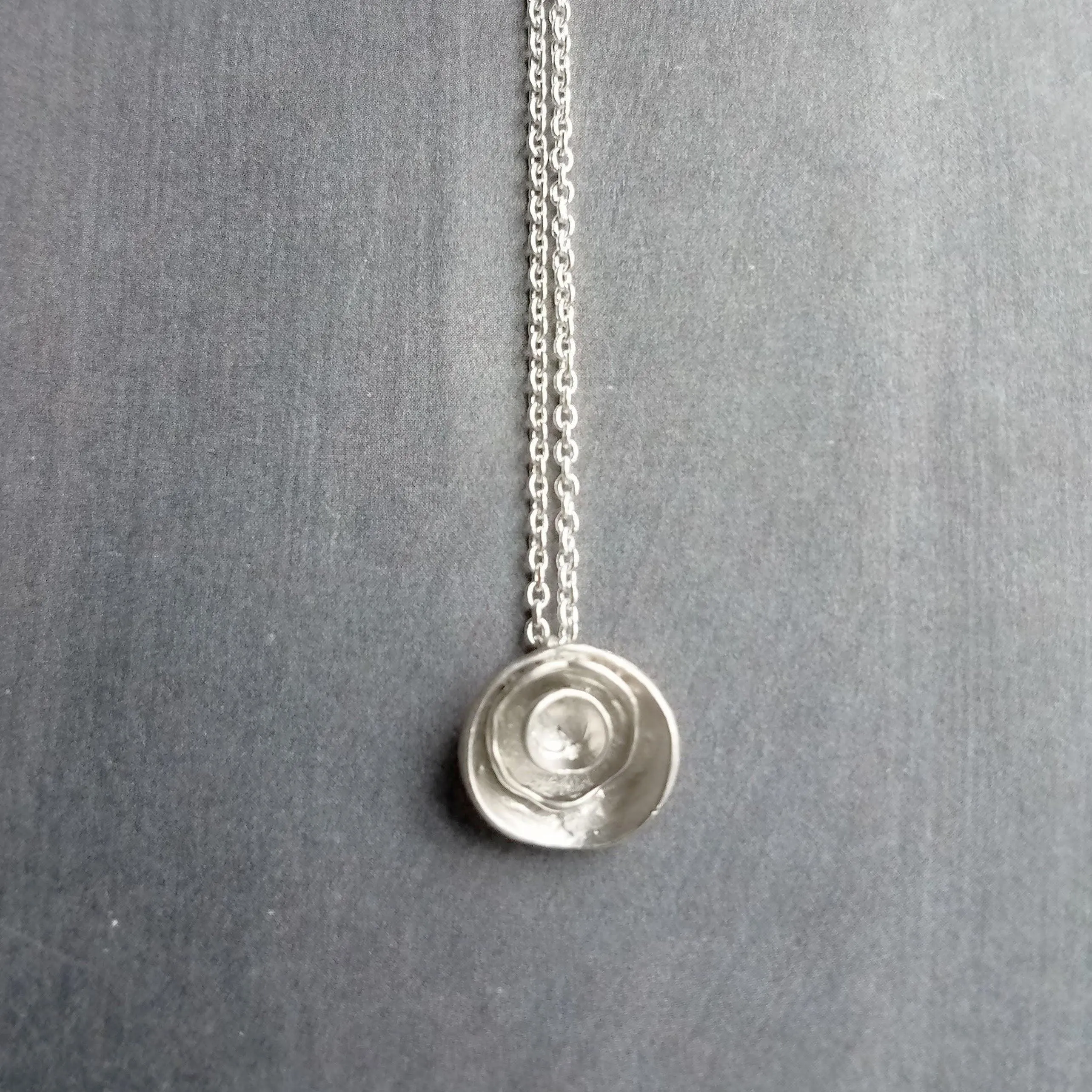 Silver Layer Necklace, cupped necklace, silver disks necklace, silver circles necklace, nesting cups necklace, small round pendant, matte