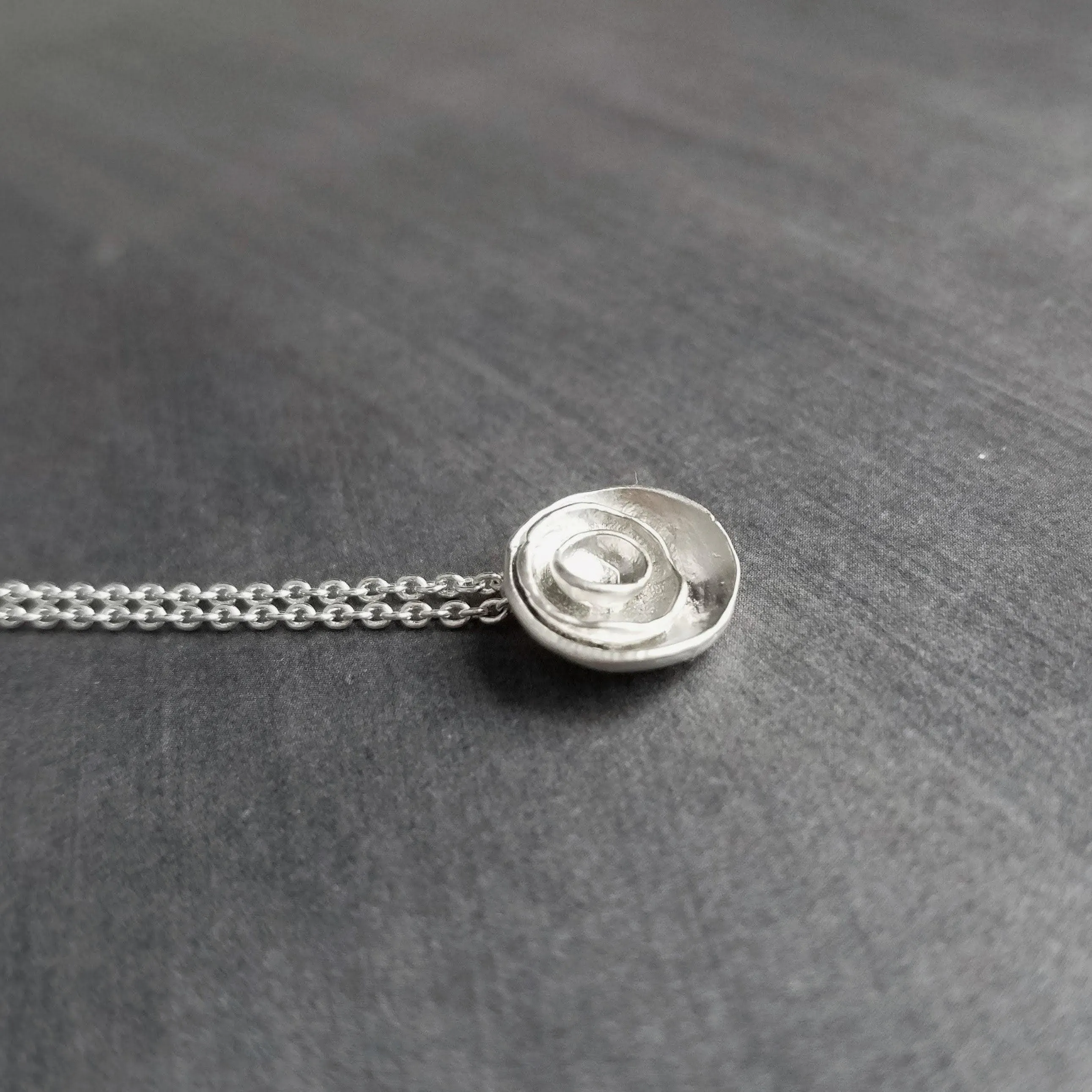 Silver Layer Necklace, cupped necklace, silver disks necklace, silver circles necklace, nesting cups necklace, small round pendant, matte