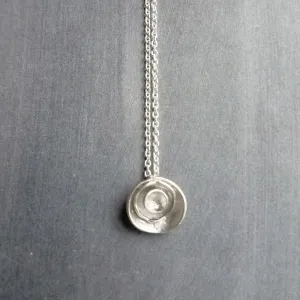 Silver Layer Necklace, cupped necklace, silver disks necklace, silver circles necklace, nesting cups necklace, small round pendant, matte