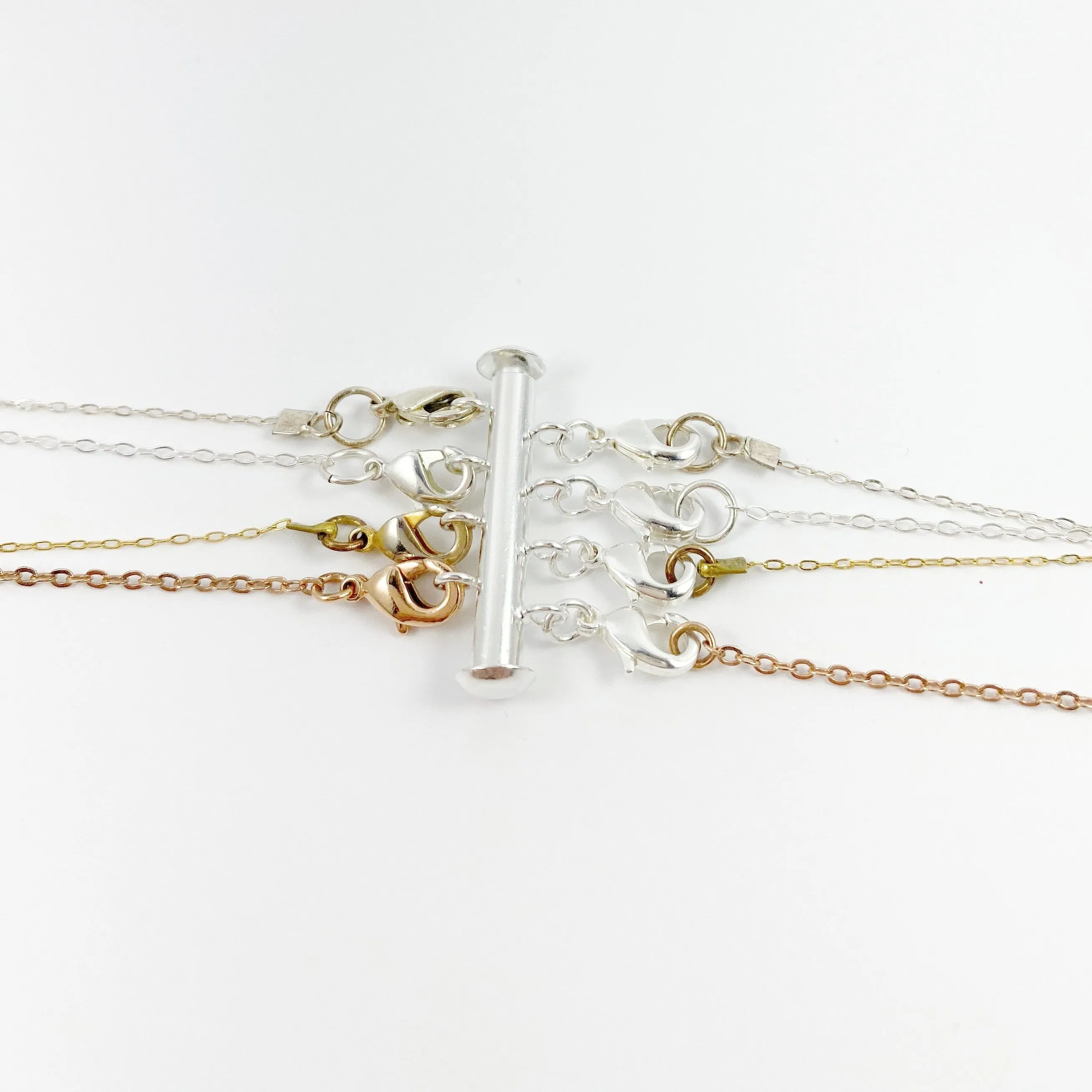 Silver Necklace Spacer Tube for 4 Layering Necklaces