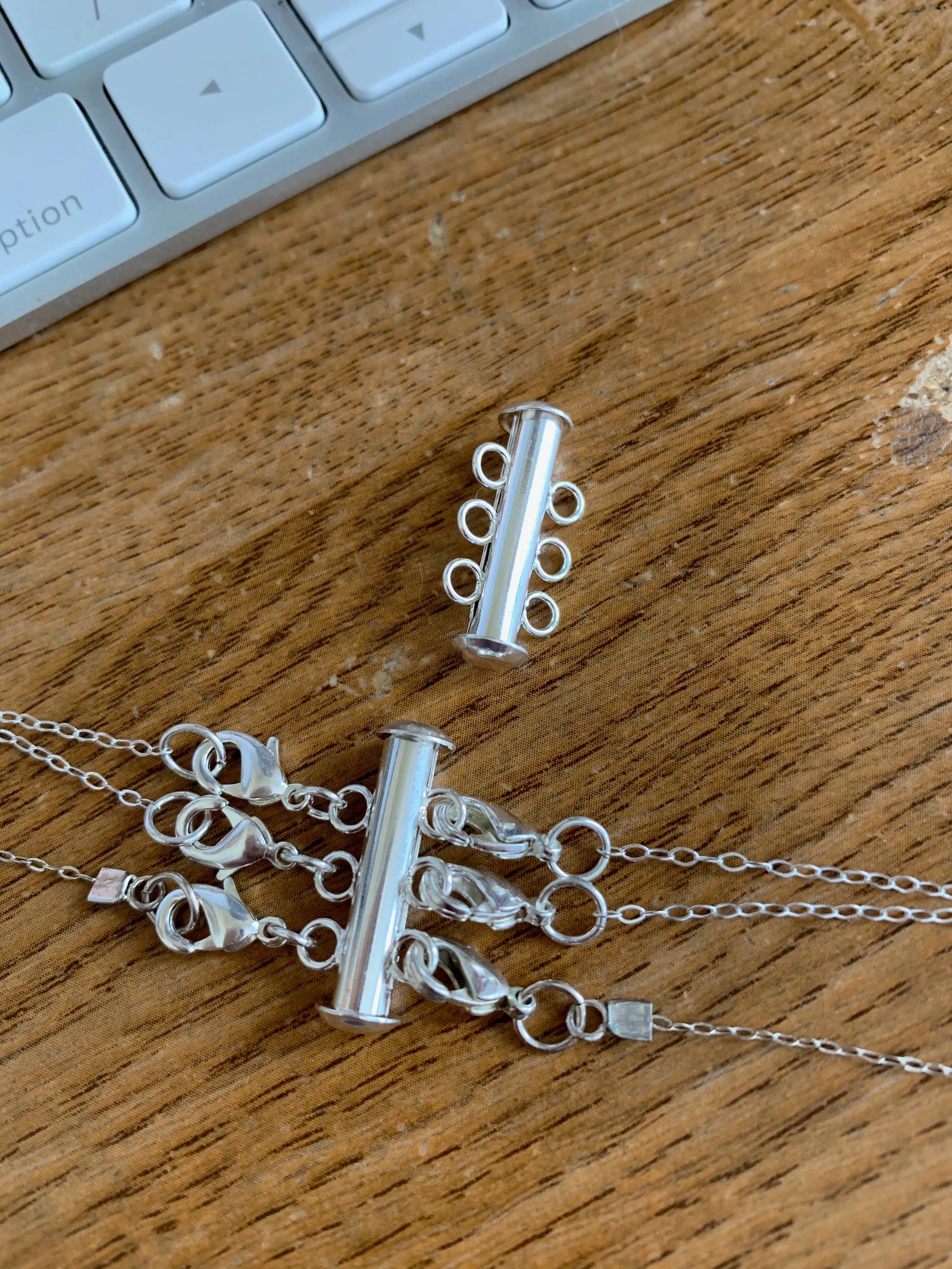 Silver Necklace Spacer Tube for Layering 3 Necklaces