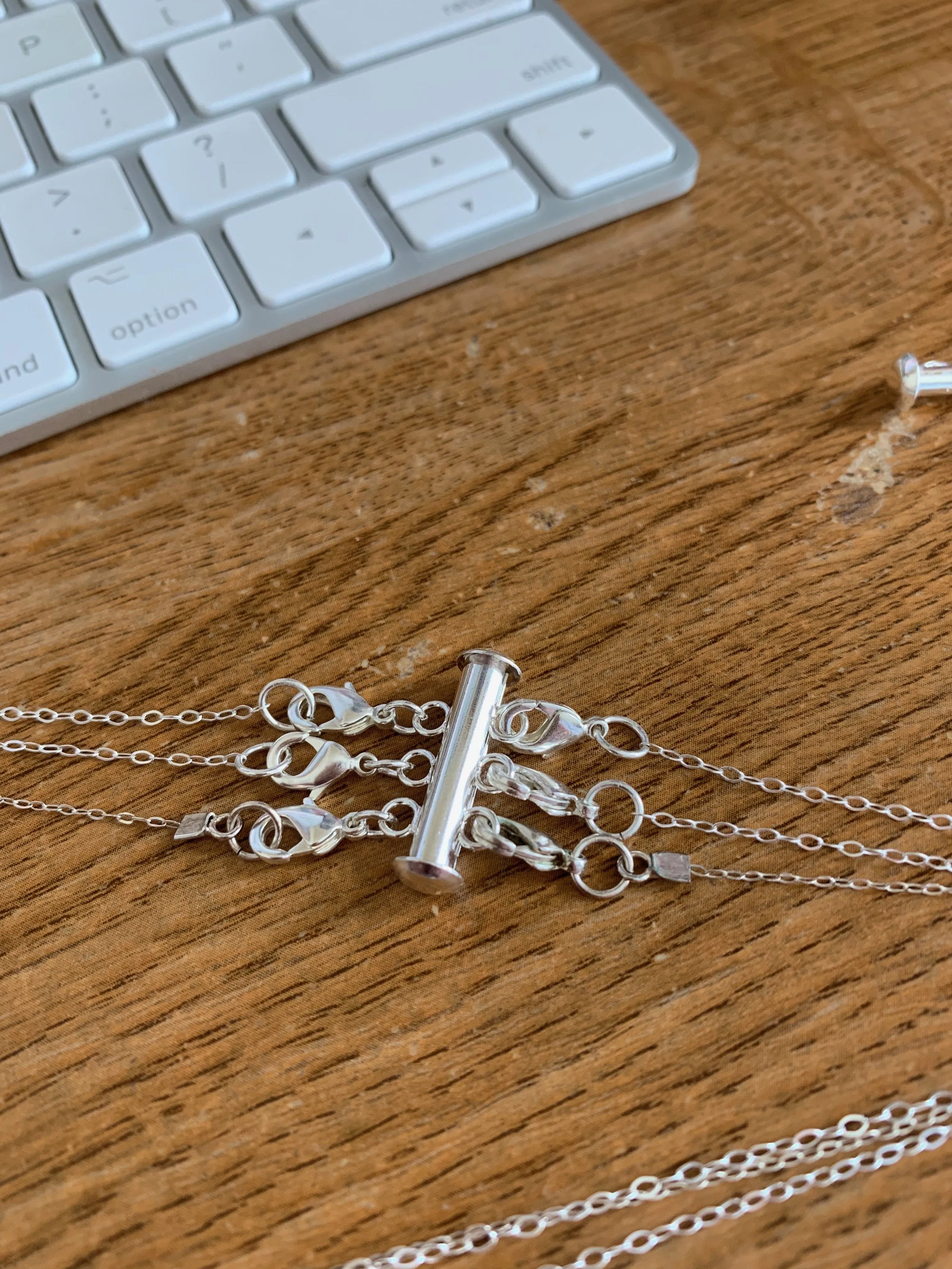 Silver Necklace Spacer Tube for Layering 3 Necklaces