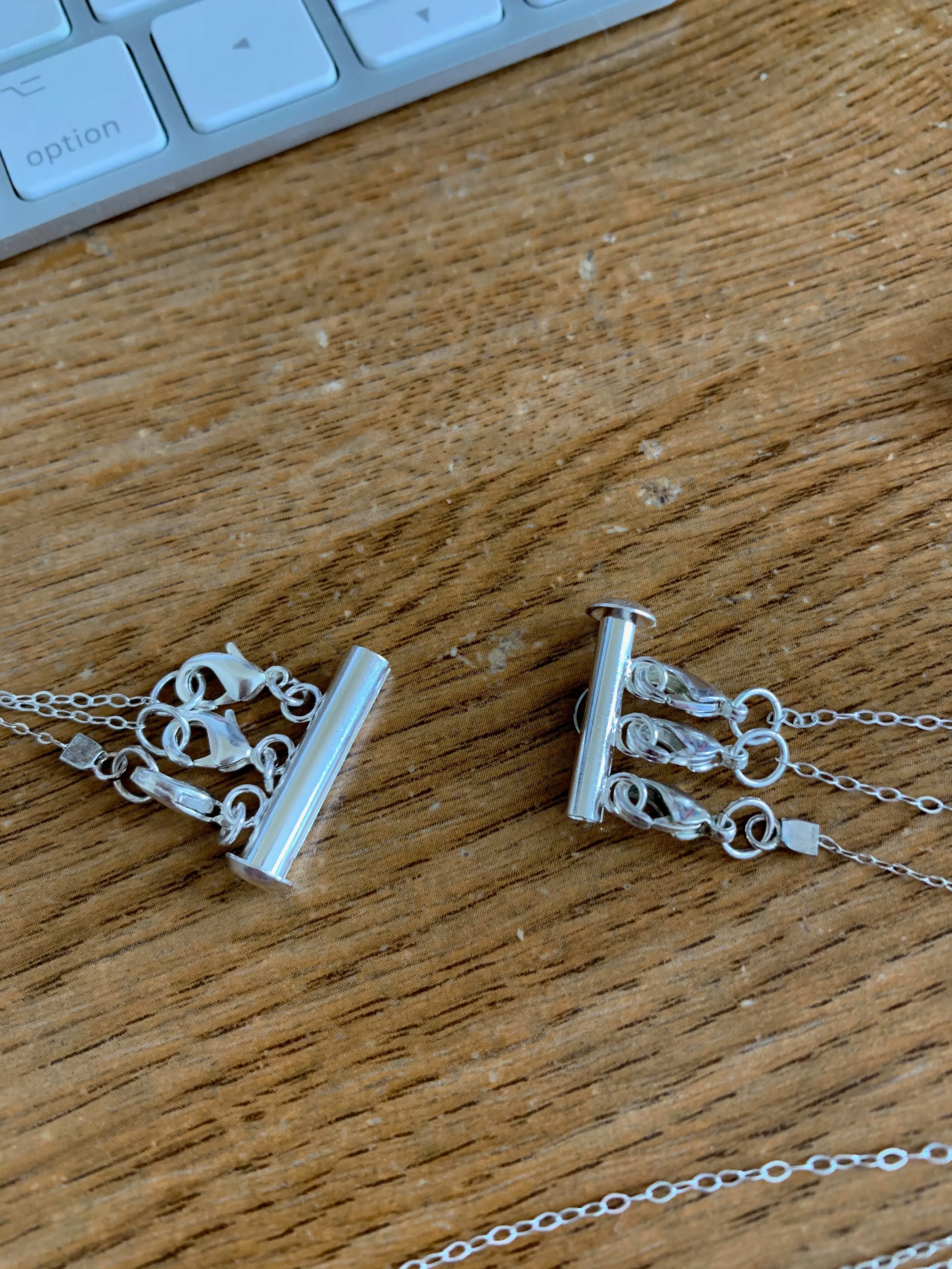 Silver Necklace Spacer Tube for Layering 3 Necklaces