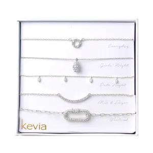 Silver Pave Link Necklace Set