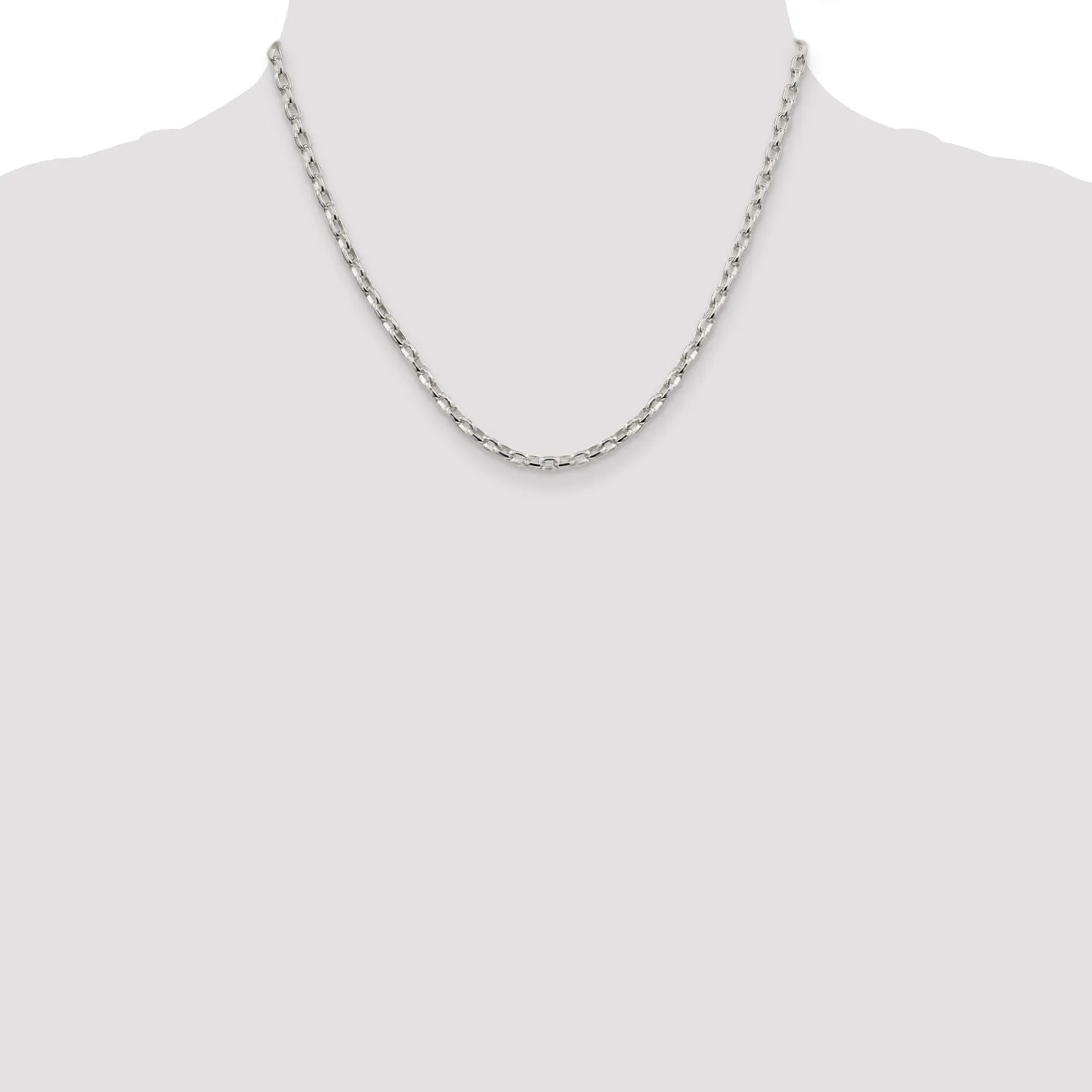 Silver Polish 3.20-mm Fancy Oval Rolo Necklace