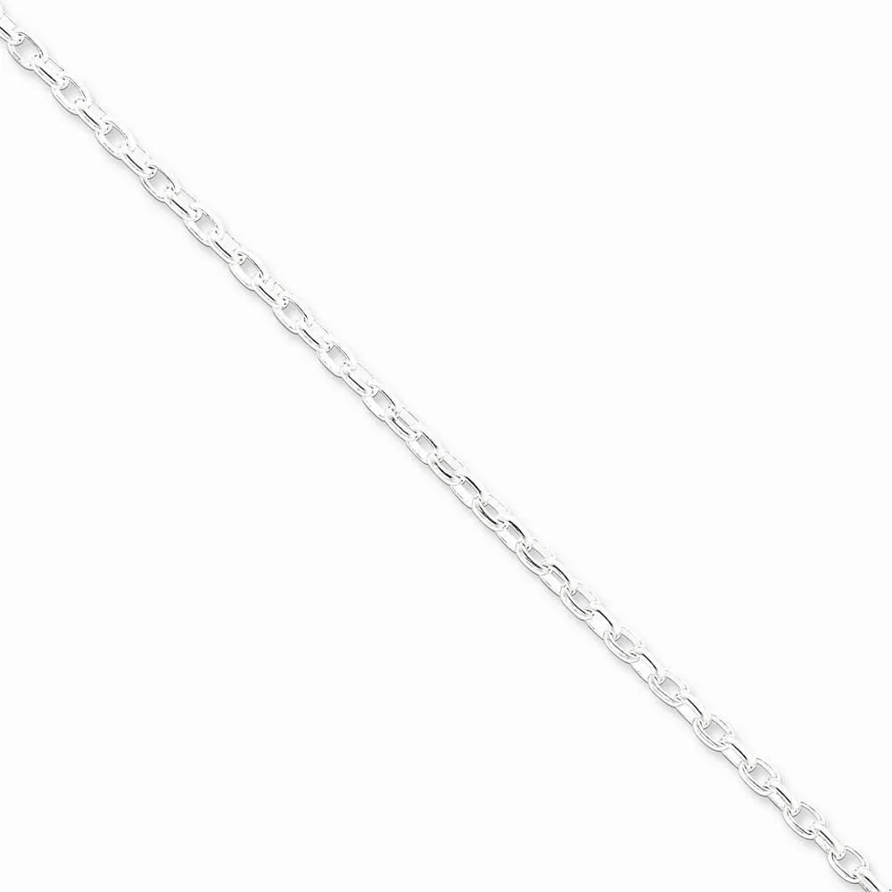Silver Polish 3.20-mm Fancy Oval Rolo Necklace