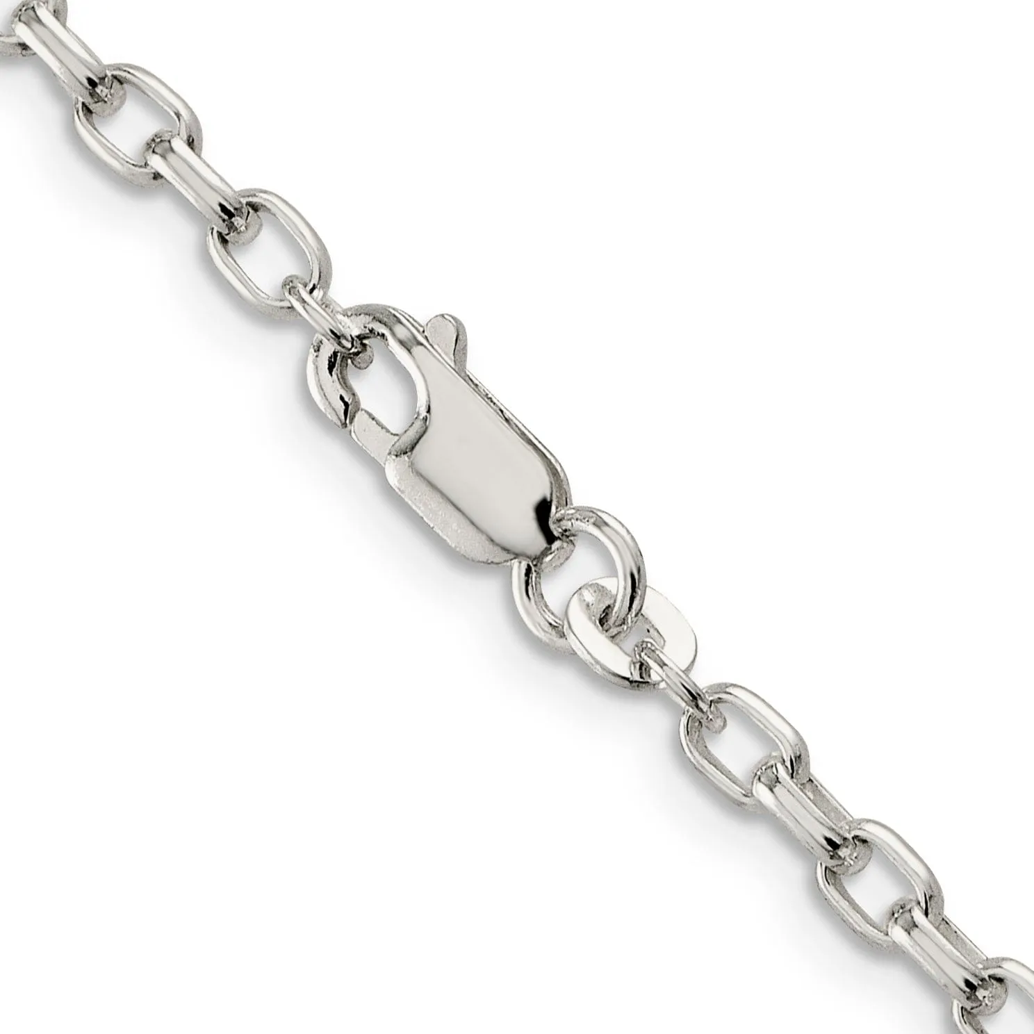 Silver Polish 3.20-mm Fancy Oval Rolo Necklace